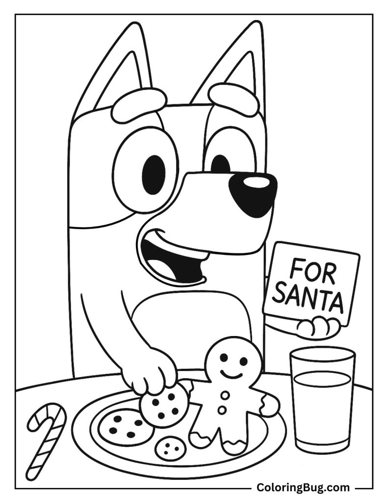Bluey Leaving Gifts For Santa Coloring Page