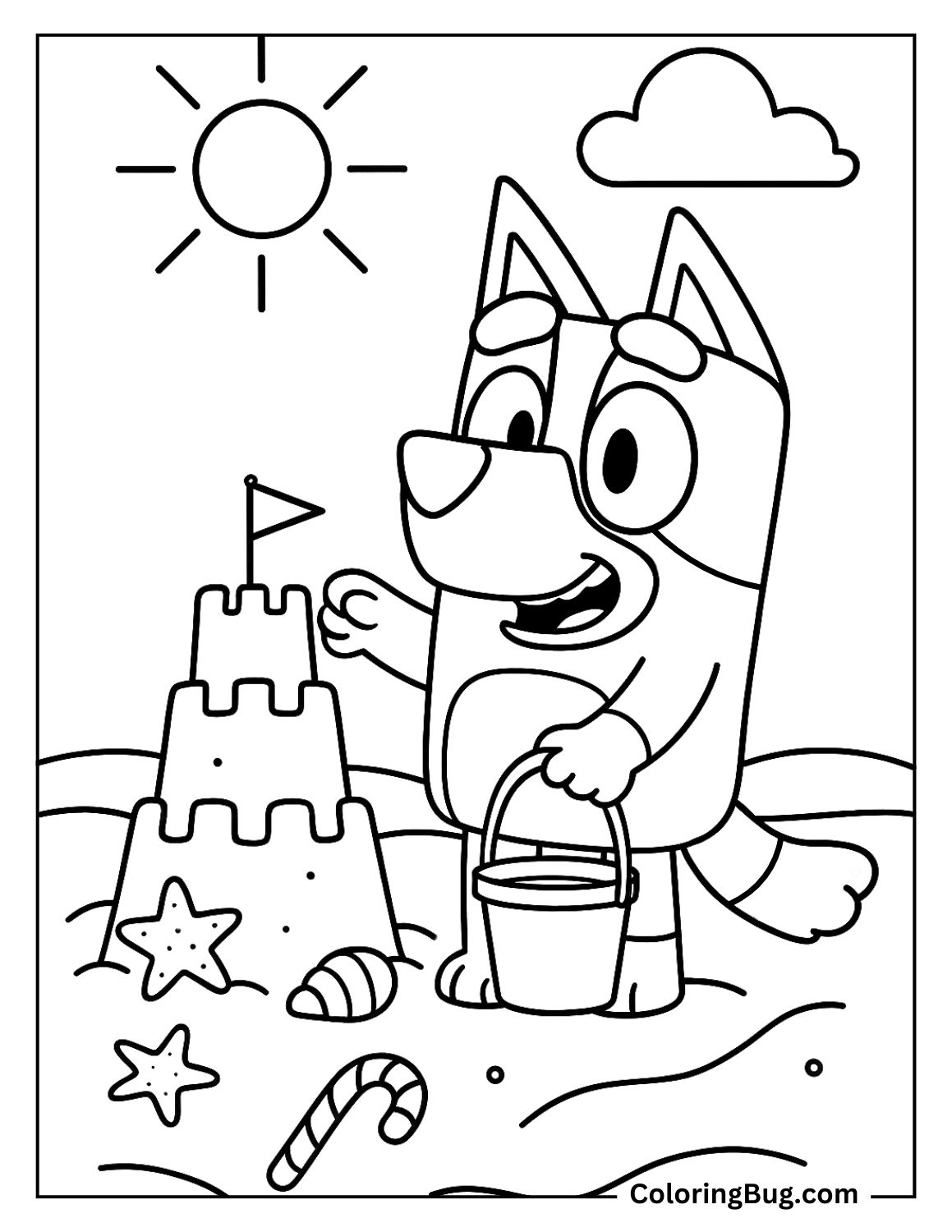 34 Bluey Summer Coloring Pages - Bluey Making A Sand Castle Coloring Page Coloring Page 