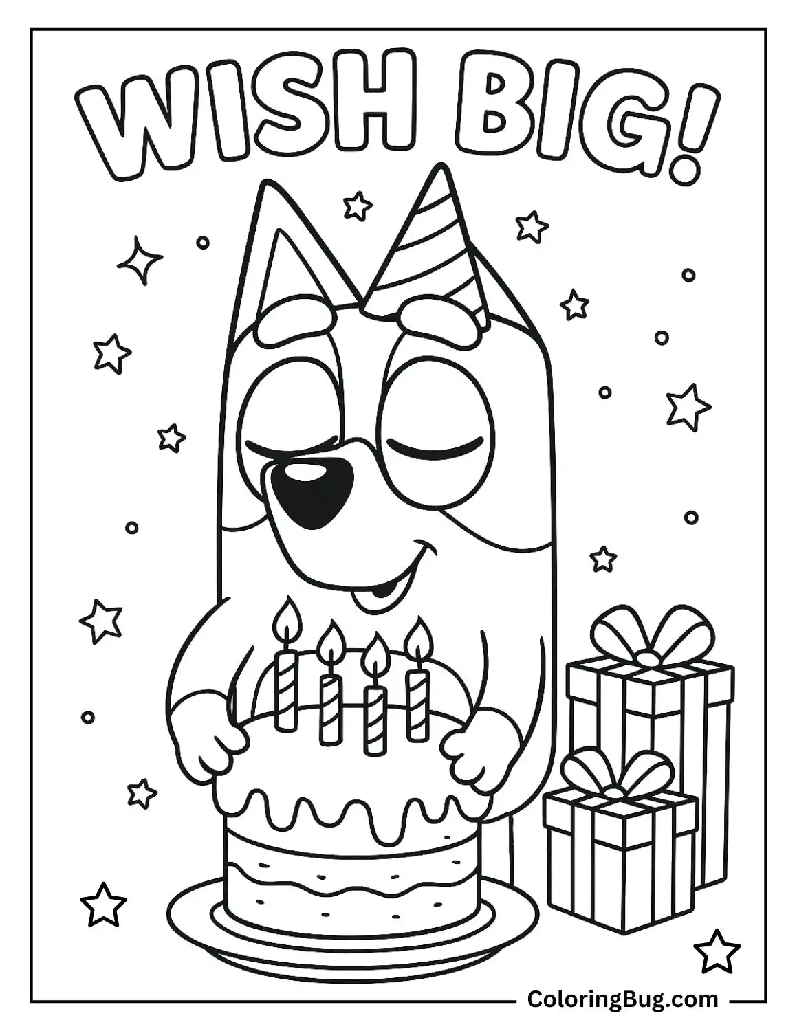Bluey Making a Wish Coloring Page