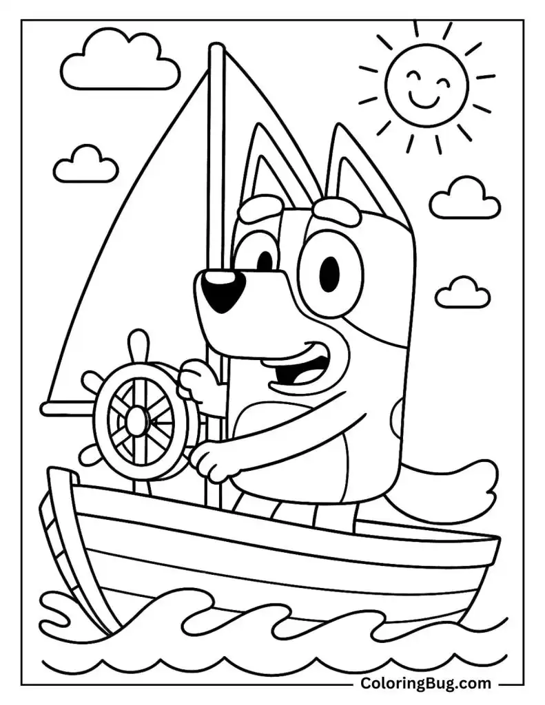 Bluey Sailing Coloring Page