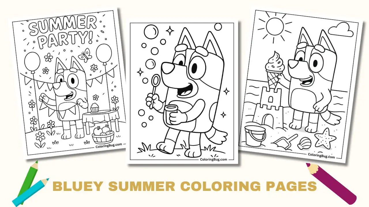Bluey Summer Coloring Pages