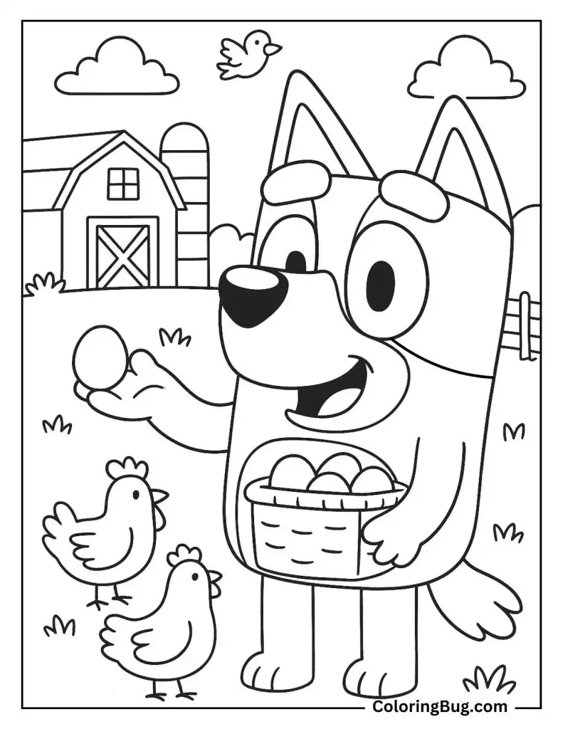 Bluey at the Farm Coloring Page