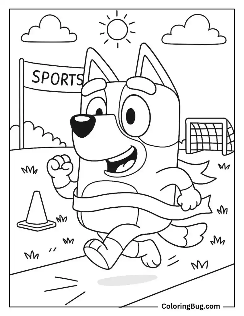 Bluey on Sports Day Coloring Page