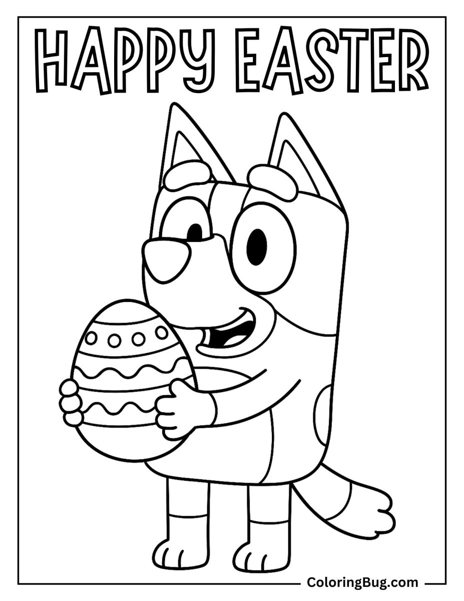 20 Bluey Easter Coloring Pages - Bluey With Easter Egg Coloring Page 927x1200 