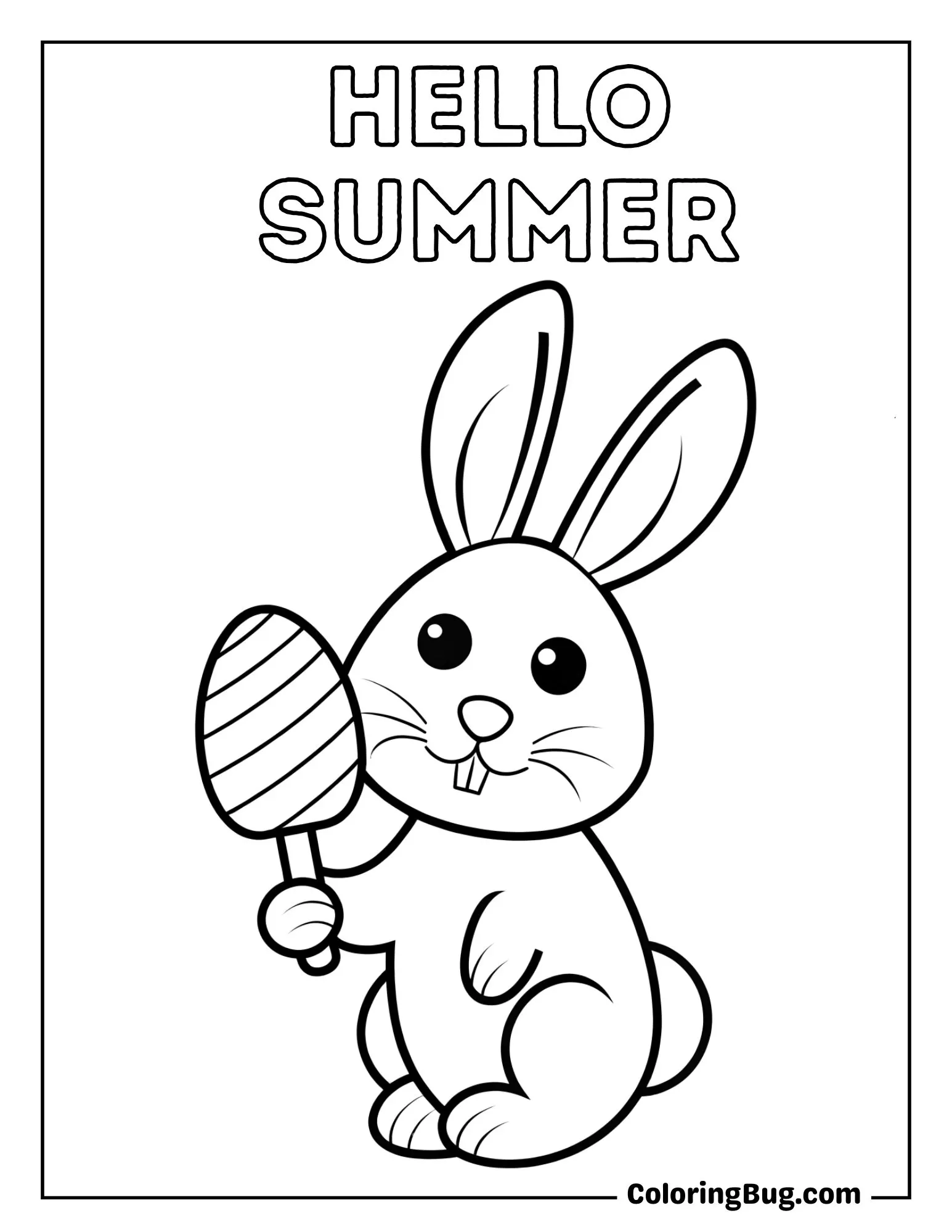 Bunny Holding Easter Popsicle Coloring Sheet