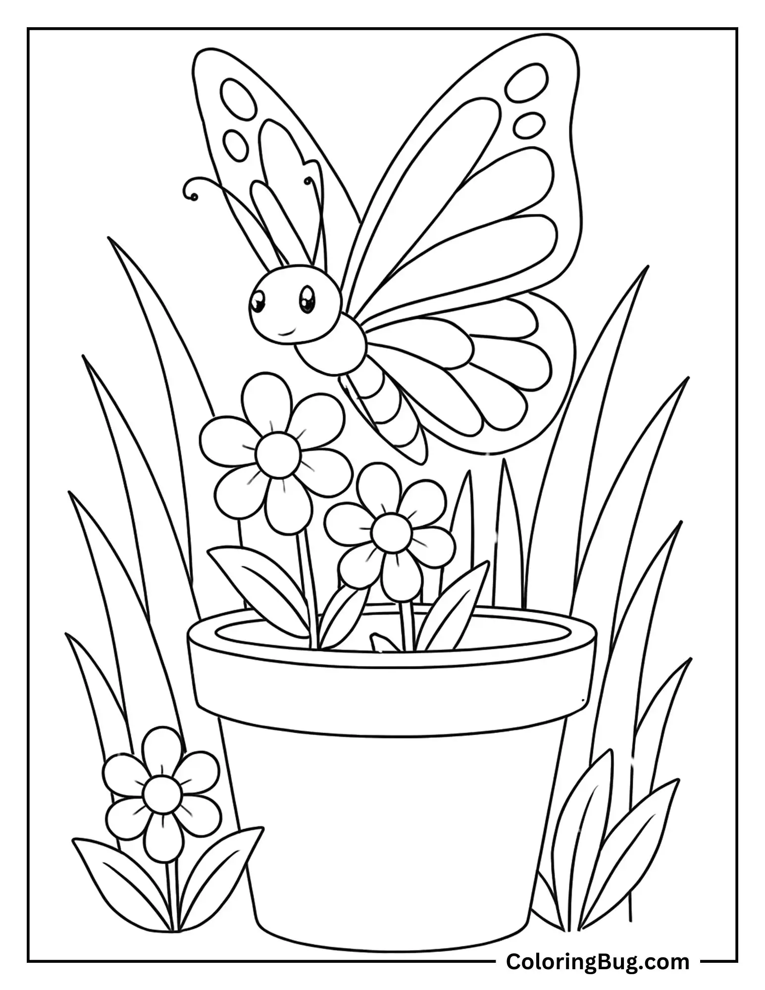 Butterfly Sitting on a Flowerpot Rim