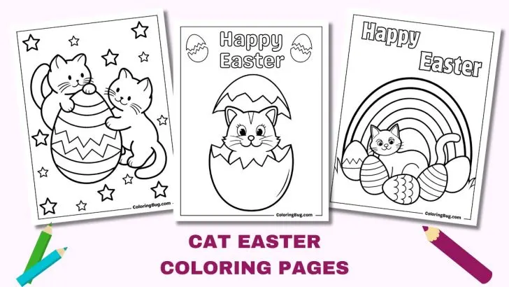 Cat Easter Coloring Pages
