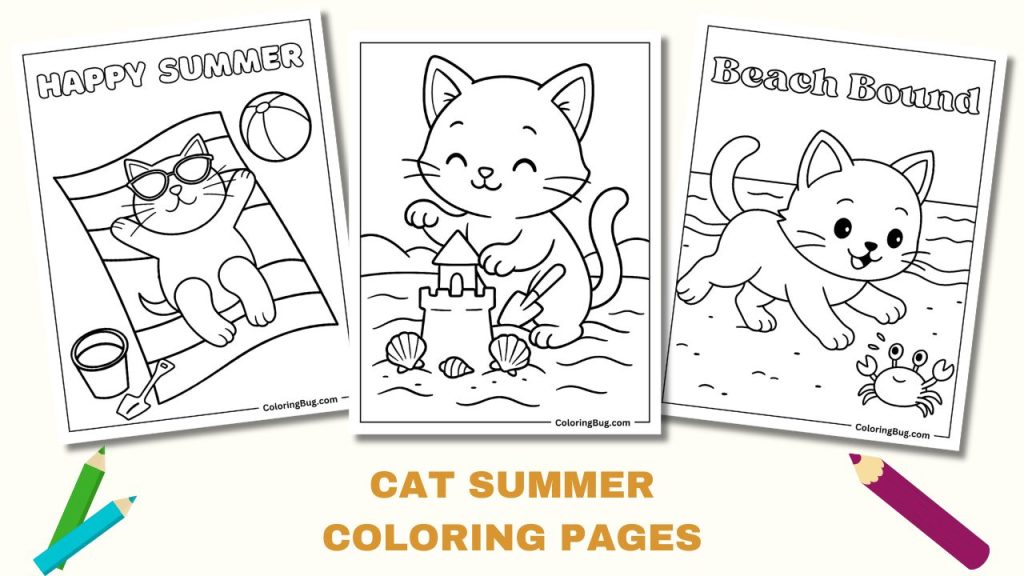 Cat Summer Coloring Pages