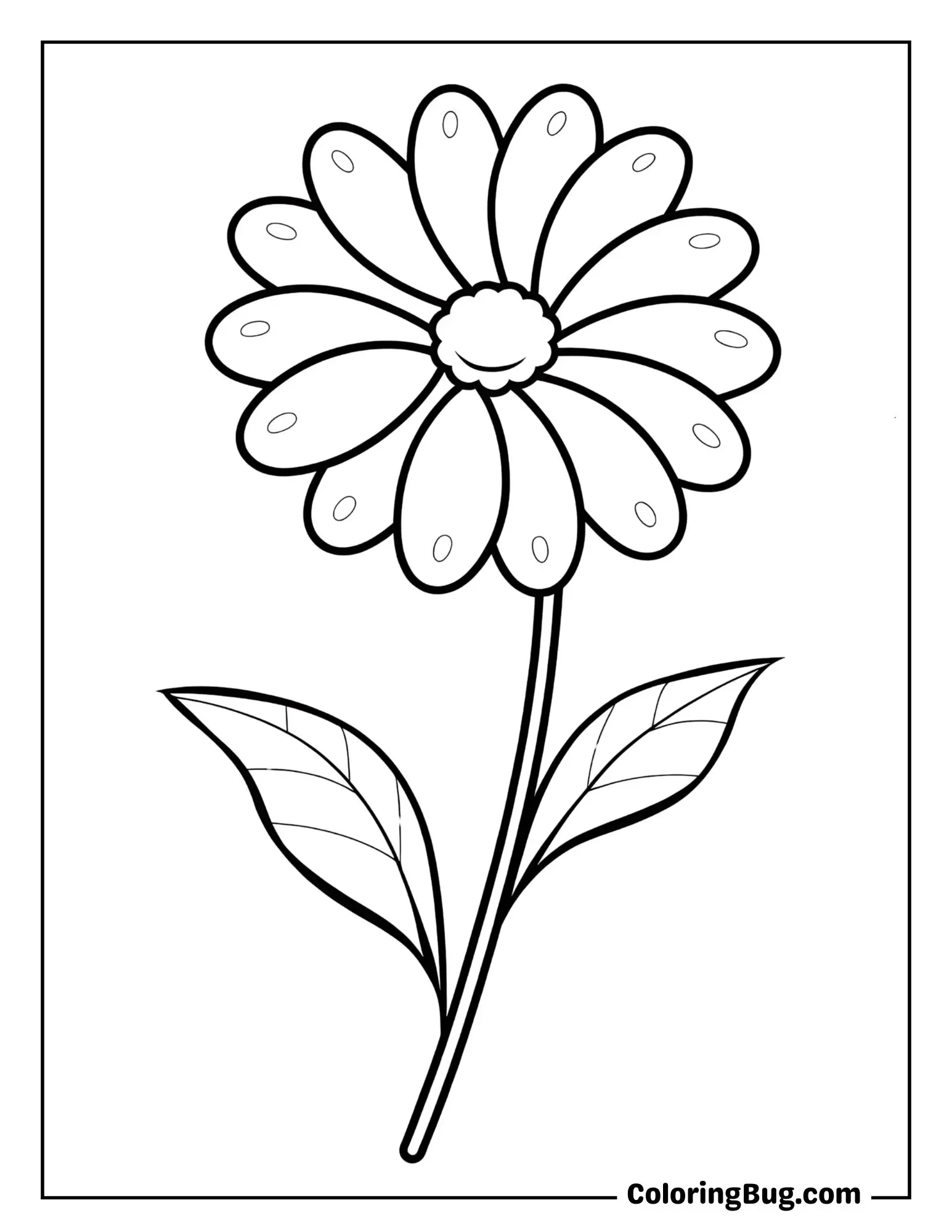 Daisy with Morning Dew Coloring Sheet