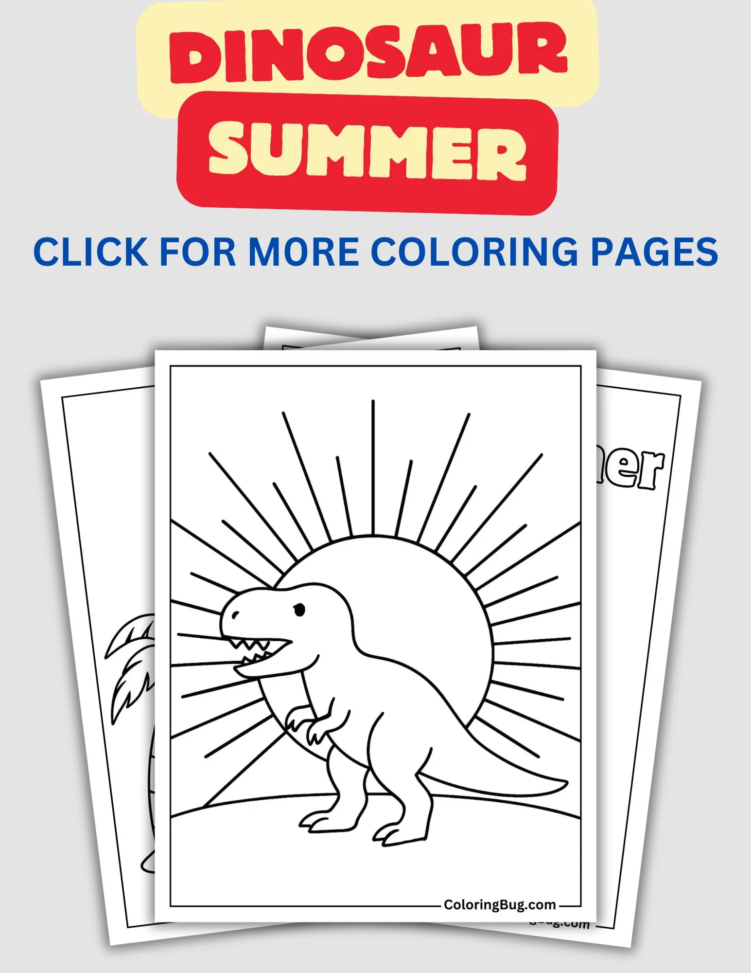 Dinosaur Summer Coloring Pages