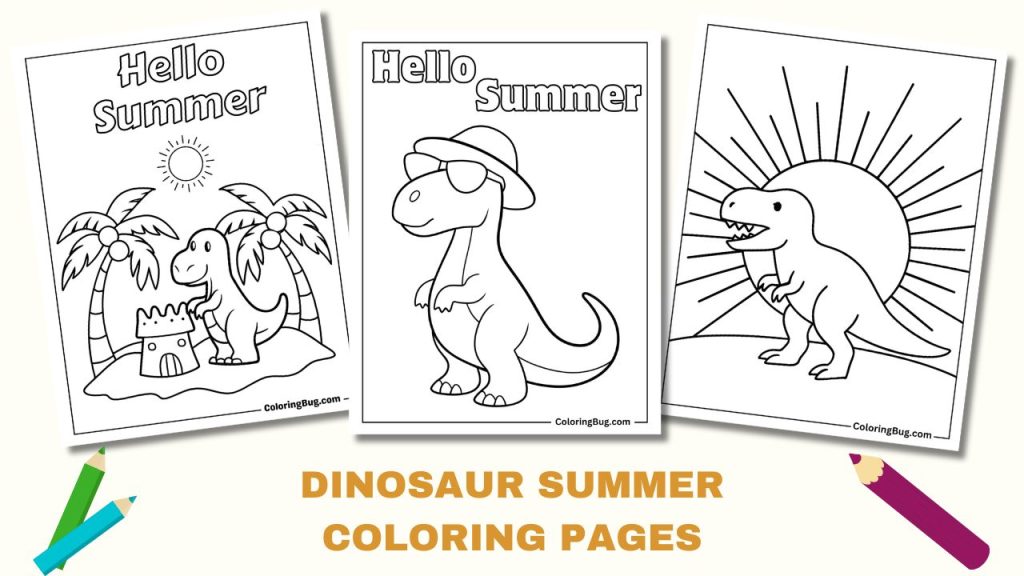 Dinosaur Summer Coloring Pages