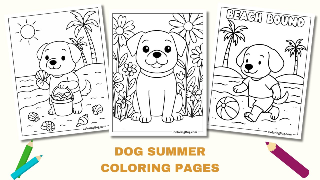 Dog Summer Coloring Pages