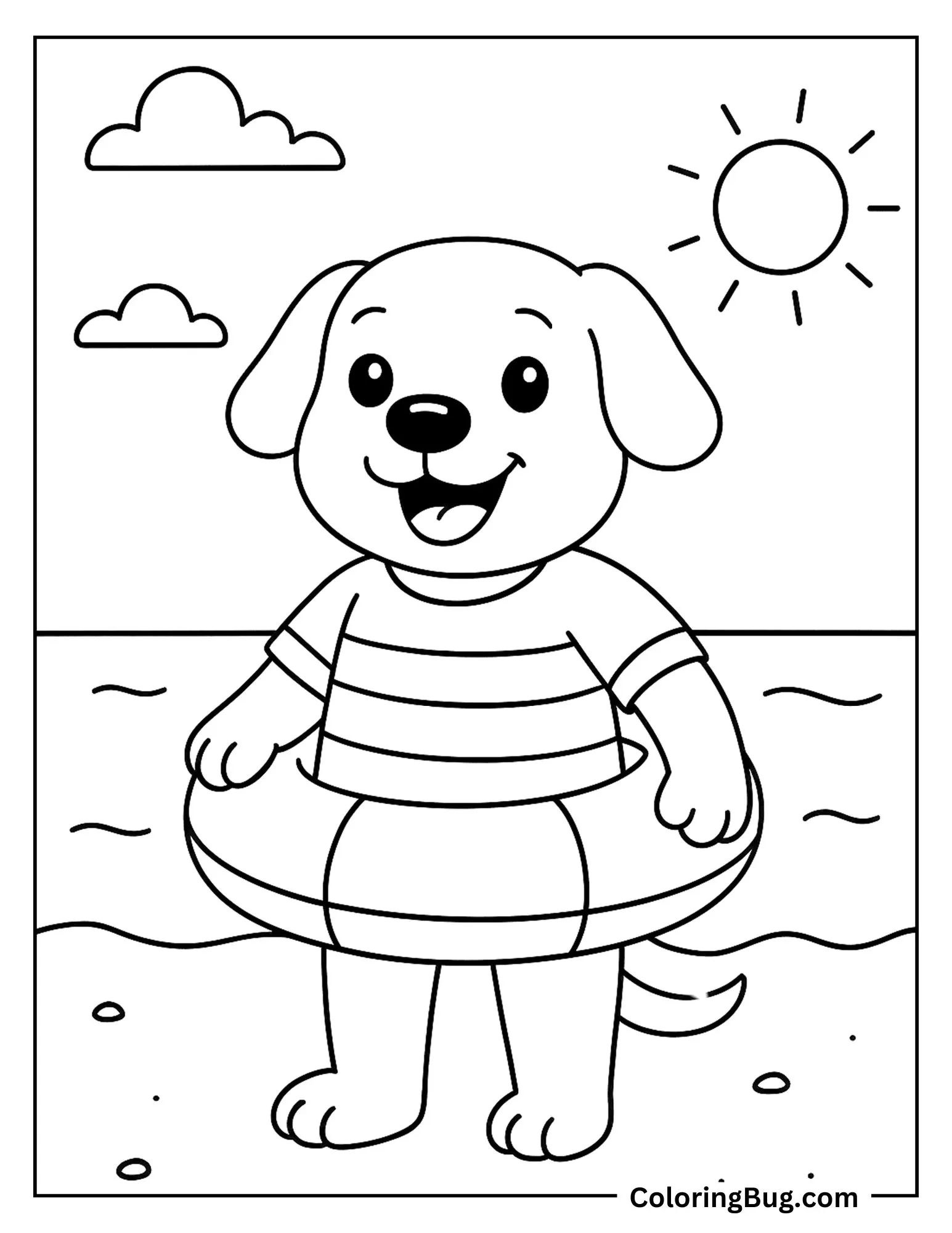 Dog Wearing Ring Coloring Sheet