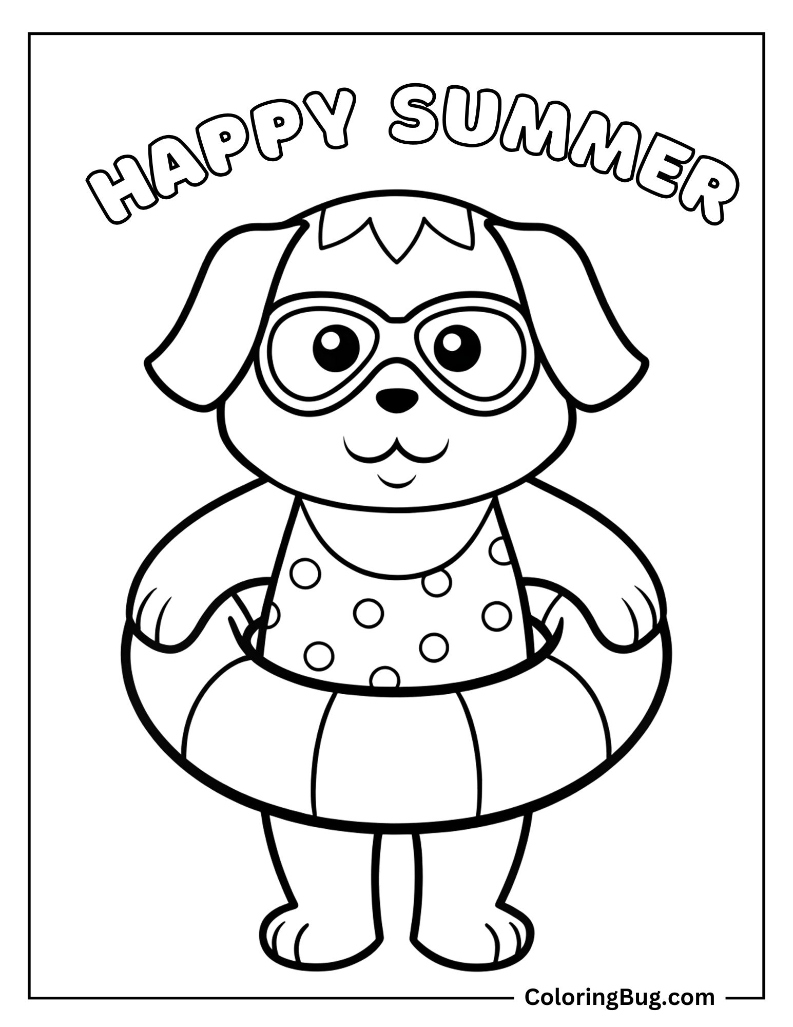 Dog is Ready For Swim Coloring Sheet