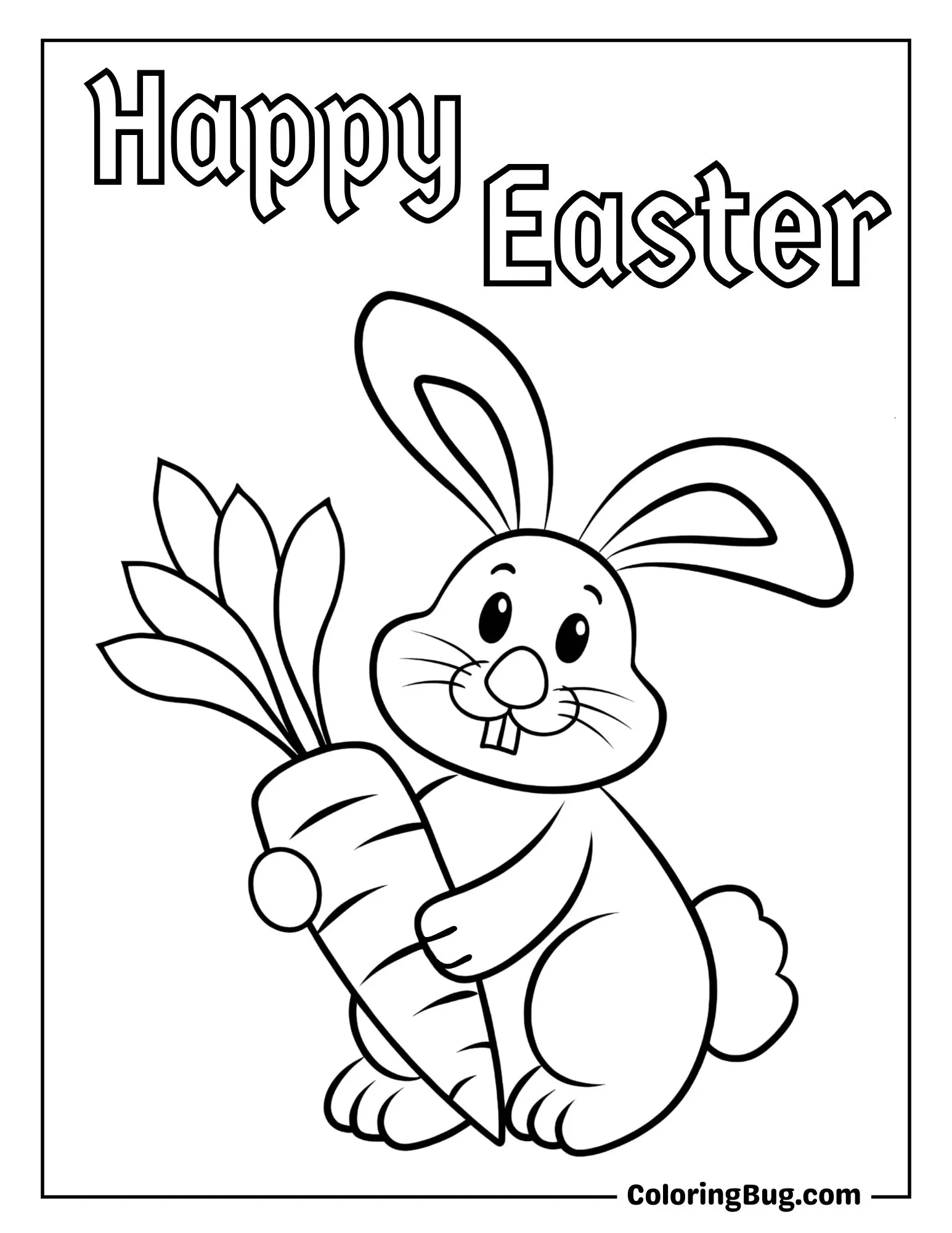 Easter Bunny with a Big Carrot Coloring Sheet