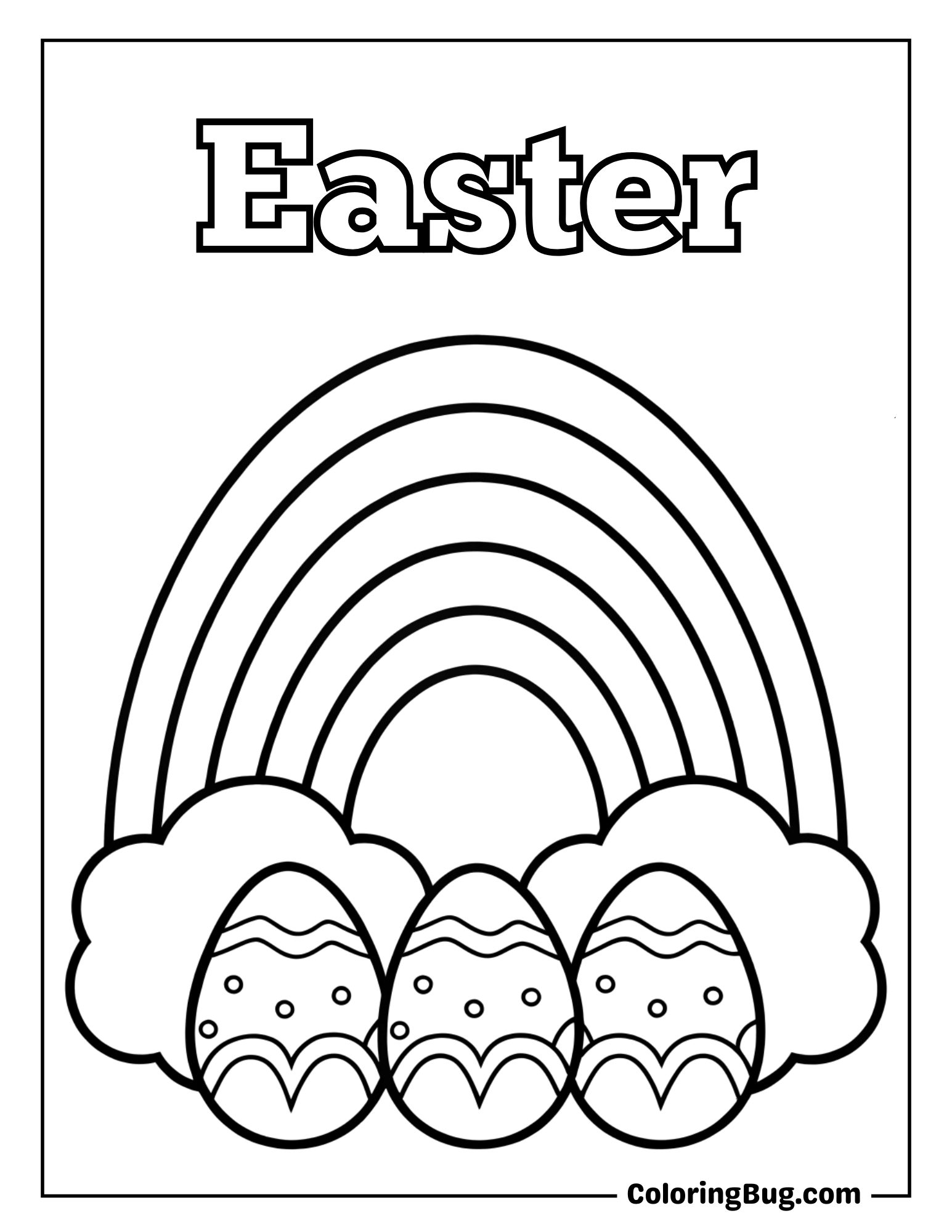 Easter Eggs with Rainbow Coloring Sheet