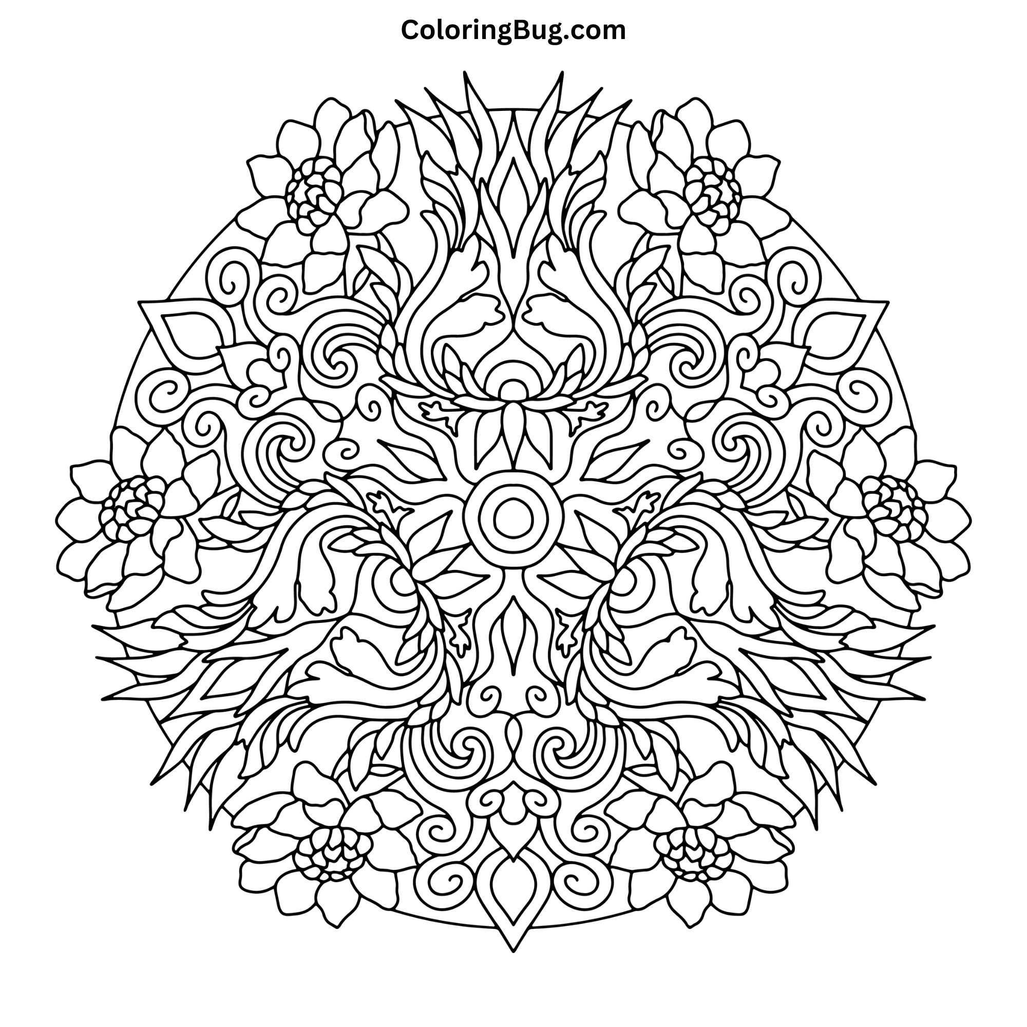 Flower Mandala Coloring Page (Hand-Drawn)