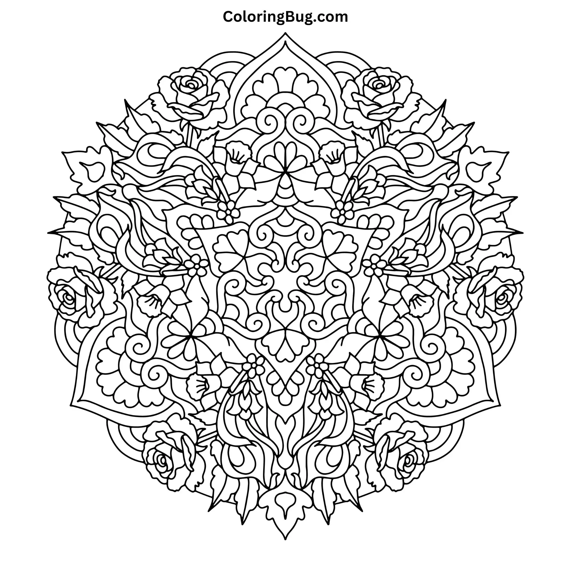 Flower Mandala Coloring Page (Hand-Drawn)