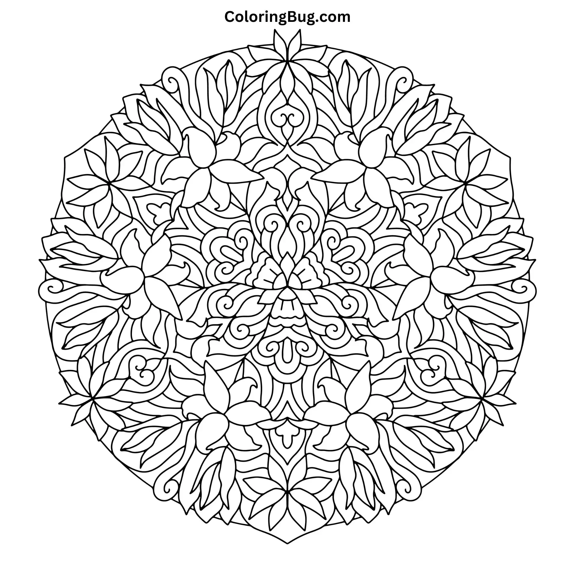 Flower Mandala Coloring Page (Hand-Drawn)