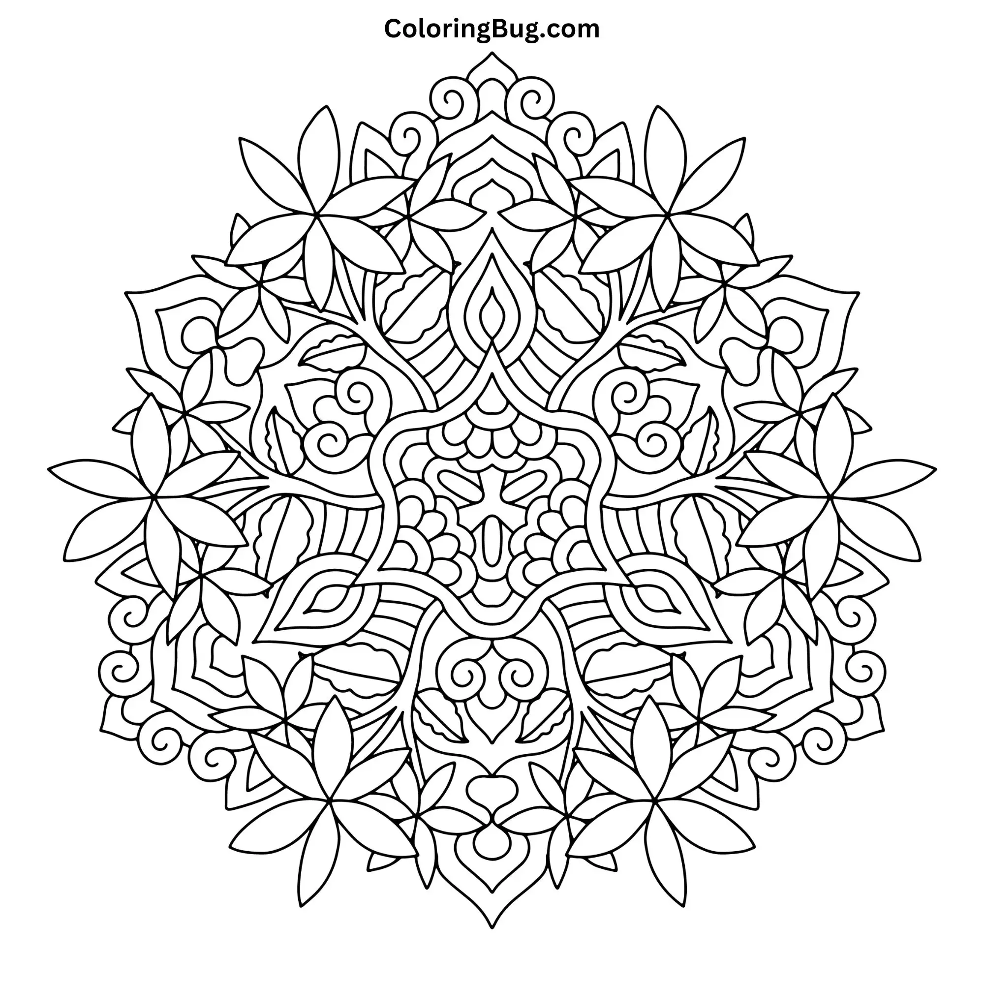 Flower Mandala Coloring Page (Hand-Drawn)