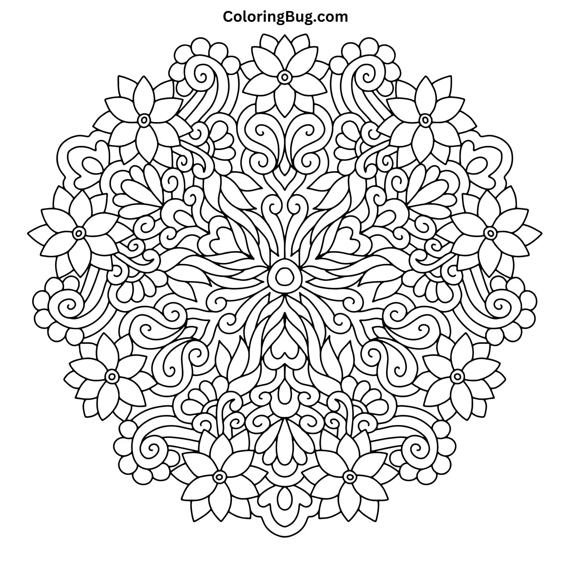 Flower Mandala Coloring Page (Hand-Drawn)
