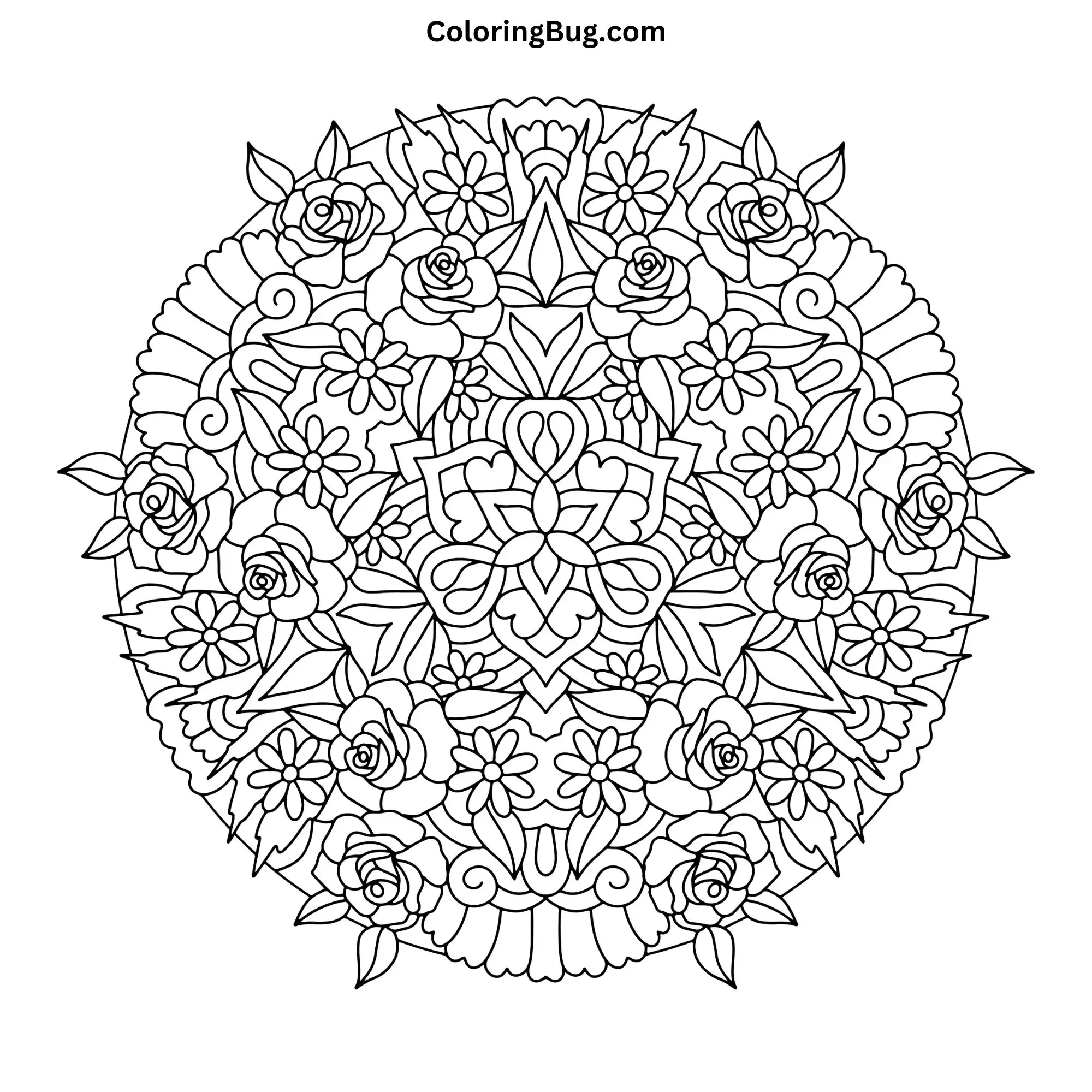 Flower Mandala Coloring Page (Hand-Drawn)