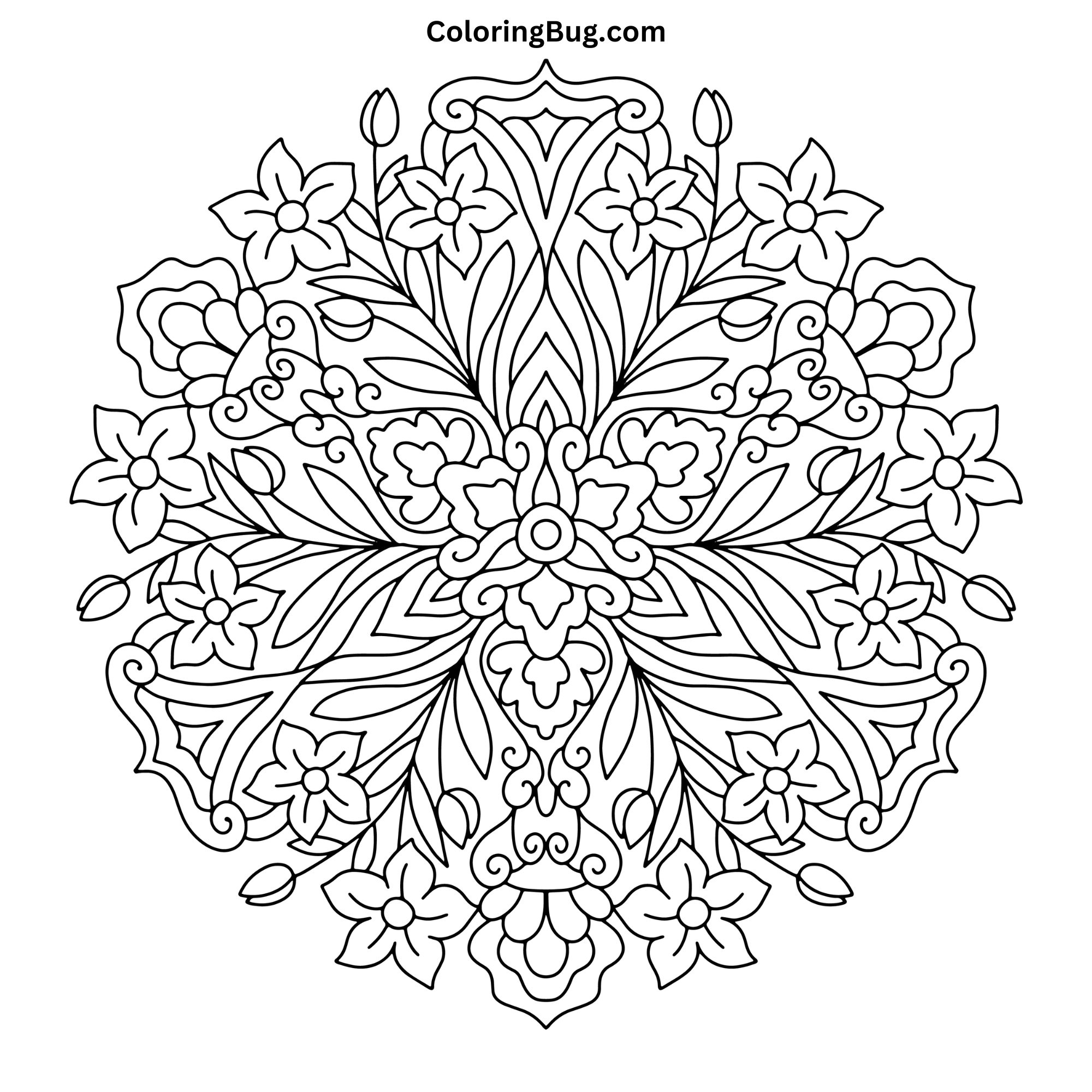 Flower Mandala Coloring Page (Hand-Drawn)