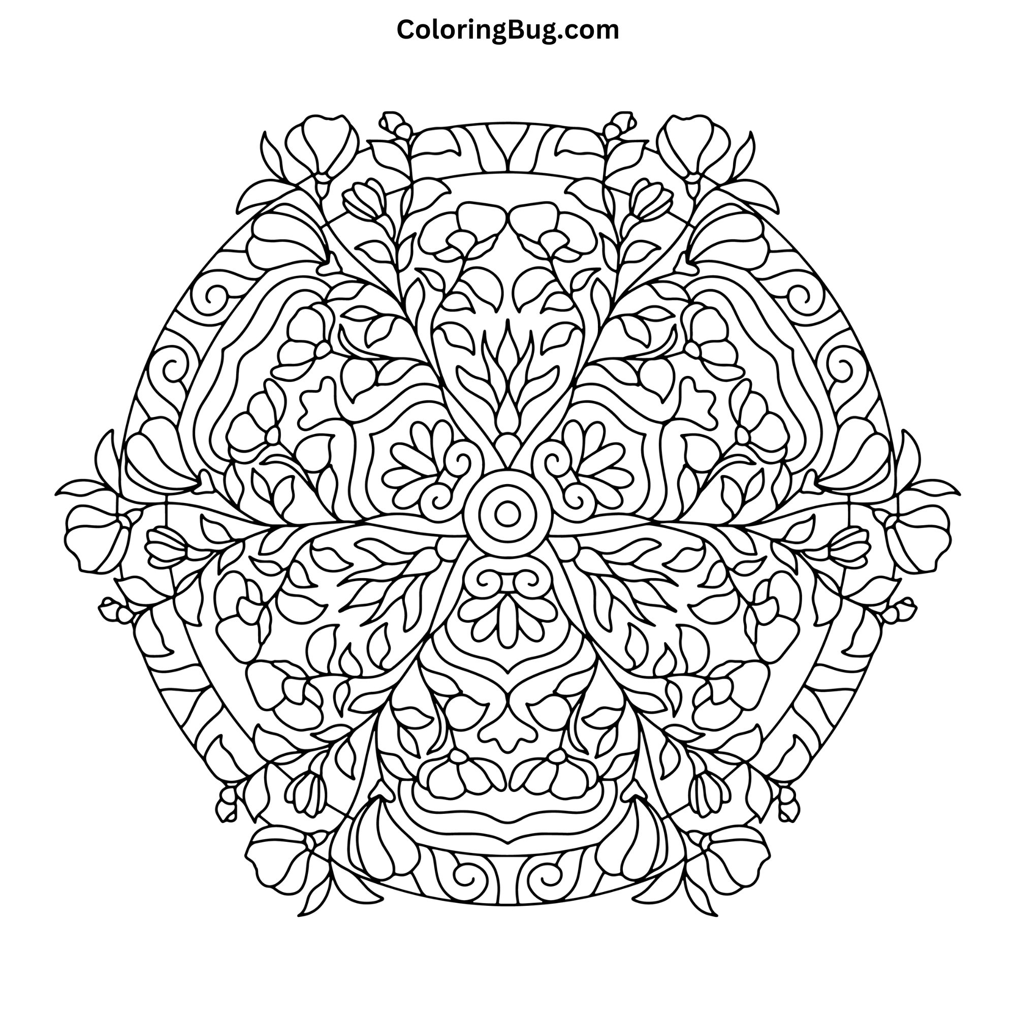 Flower Mandala Coloring Page (Hand-Drawn)