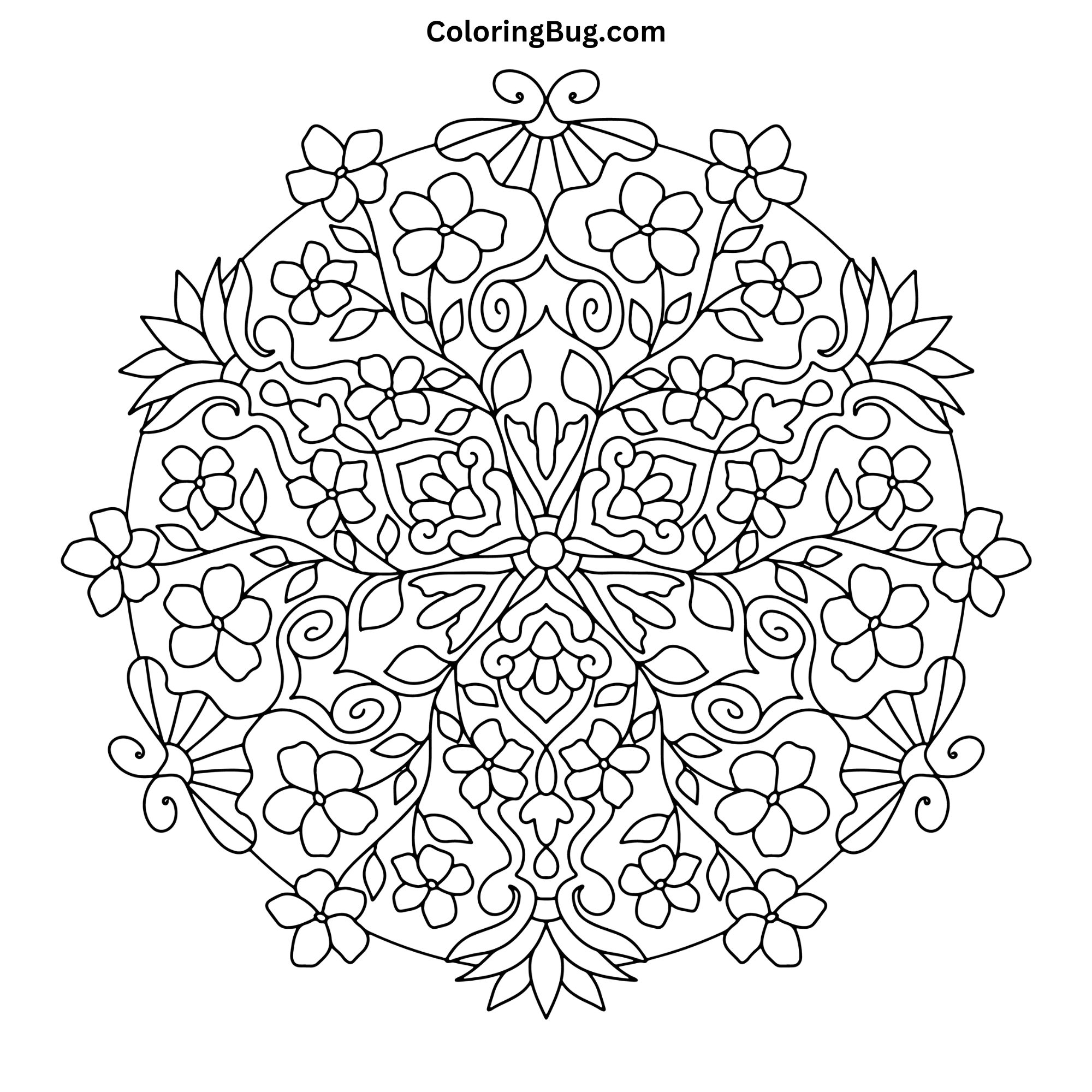 Flower Mandala Coloring Page (Hand-Drawn)