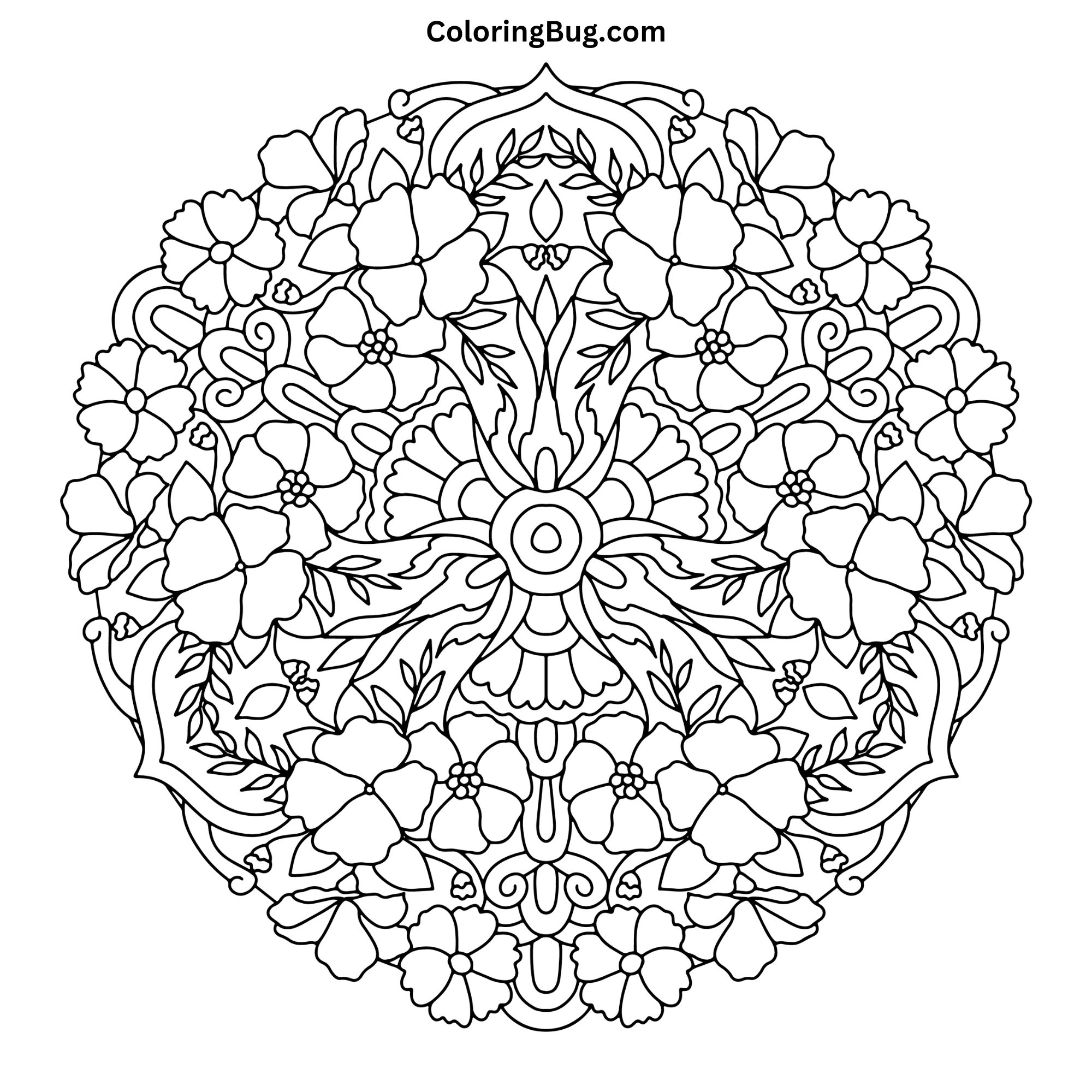 Flower Mandala Coloring Page (Hand-Drawn)