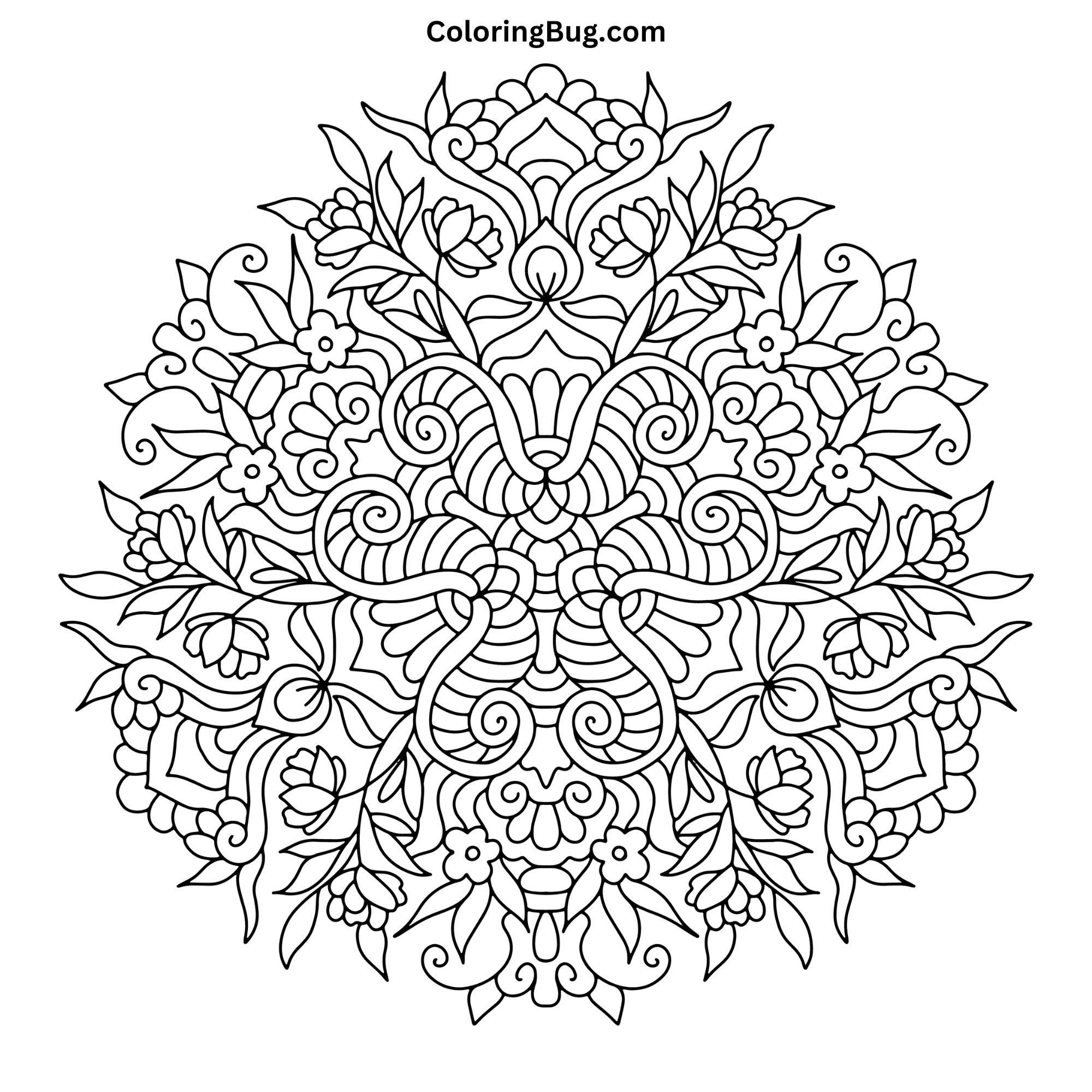 Flower Mandala Coloring Page (Hand-Drawn)