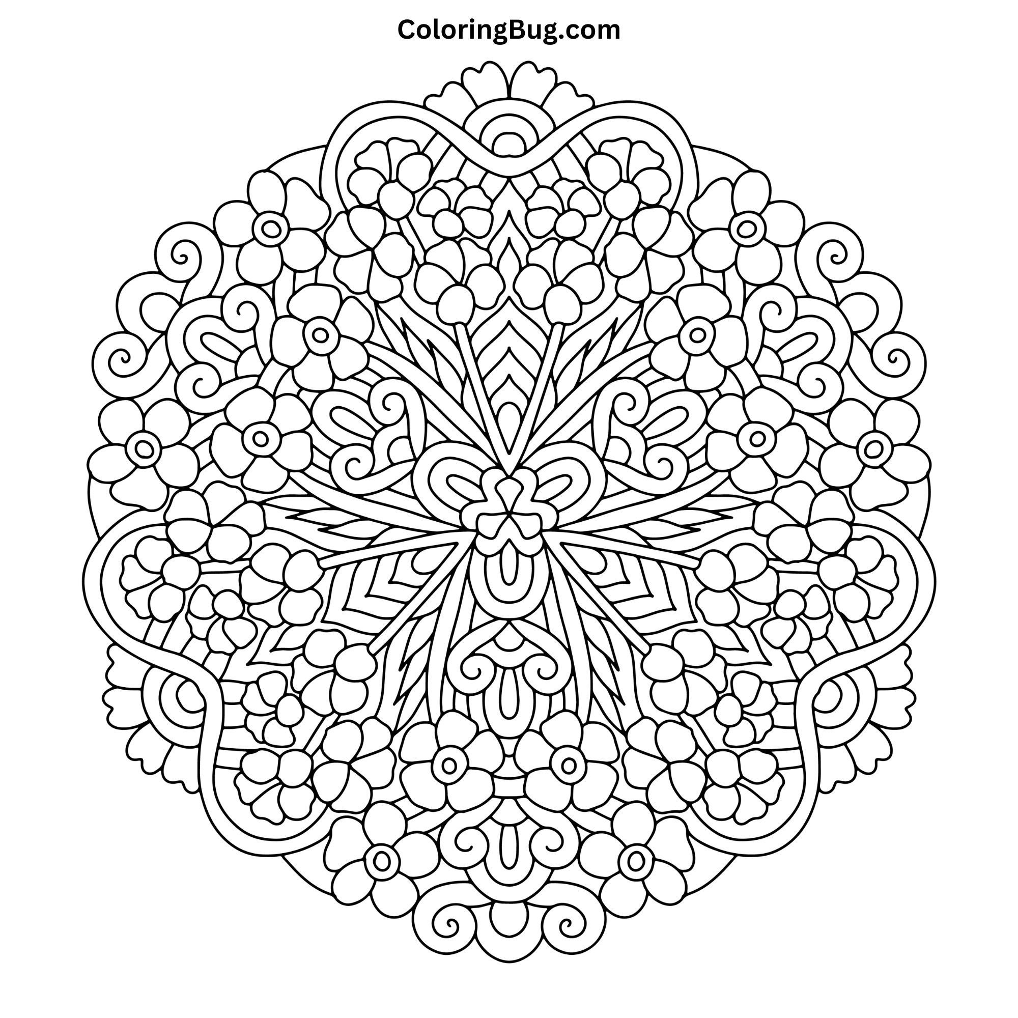 Flower Mandala Coloring Page (Hand-Drawn)