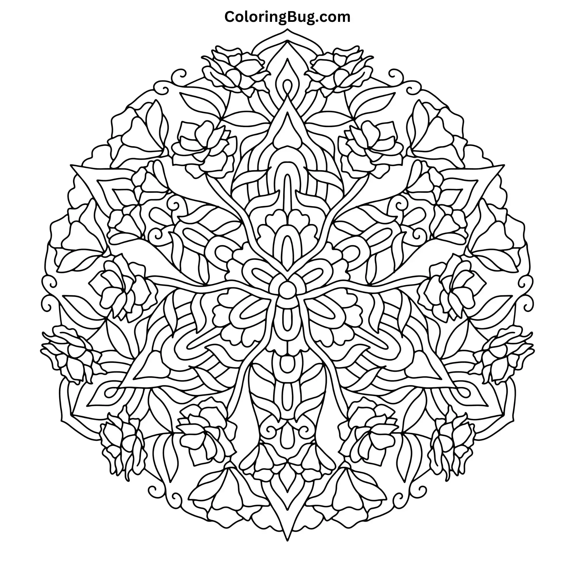 Flower Mandala Coloring Page (Hand-Drawn)