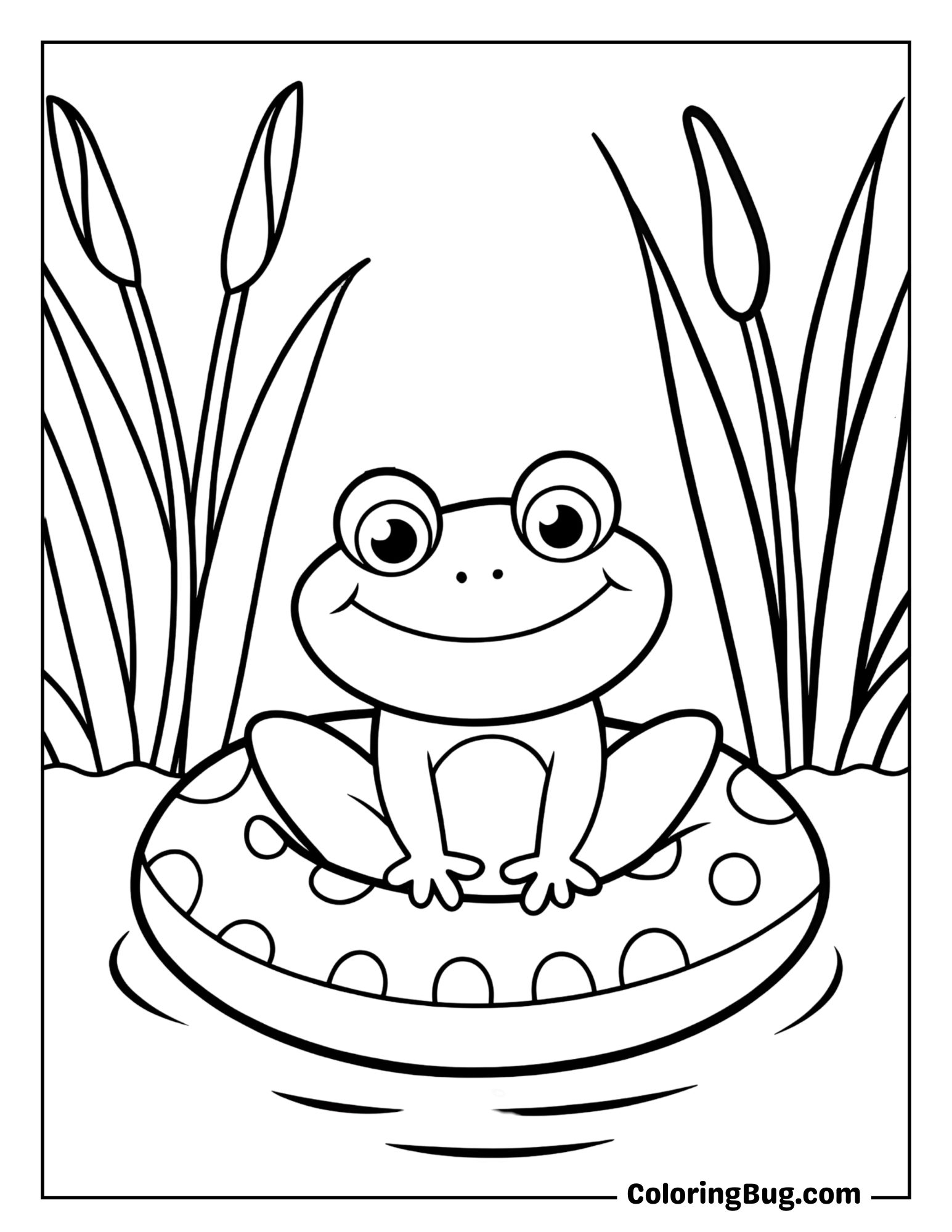 Frog in a Pool Floatie Coloring Sheet