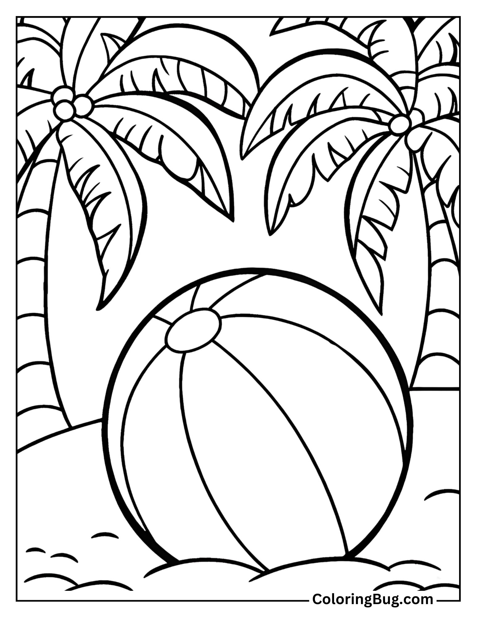 Giant Beach Ball on Beach Coloring sheet