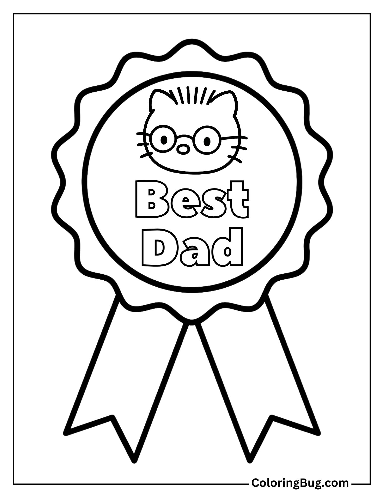 Hello Kitty Best Dad Badge Coloring Sheet