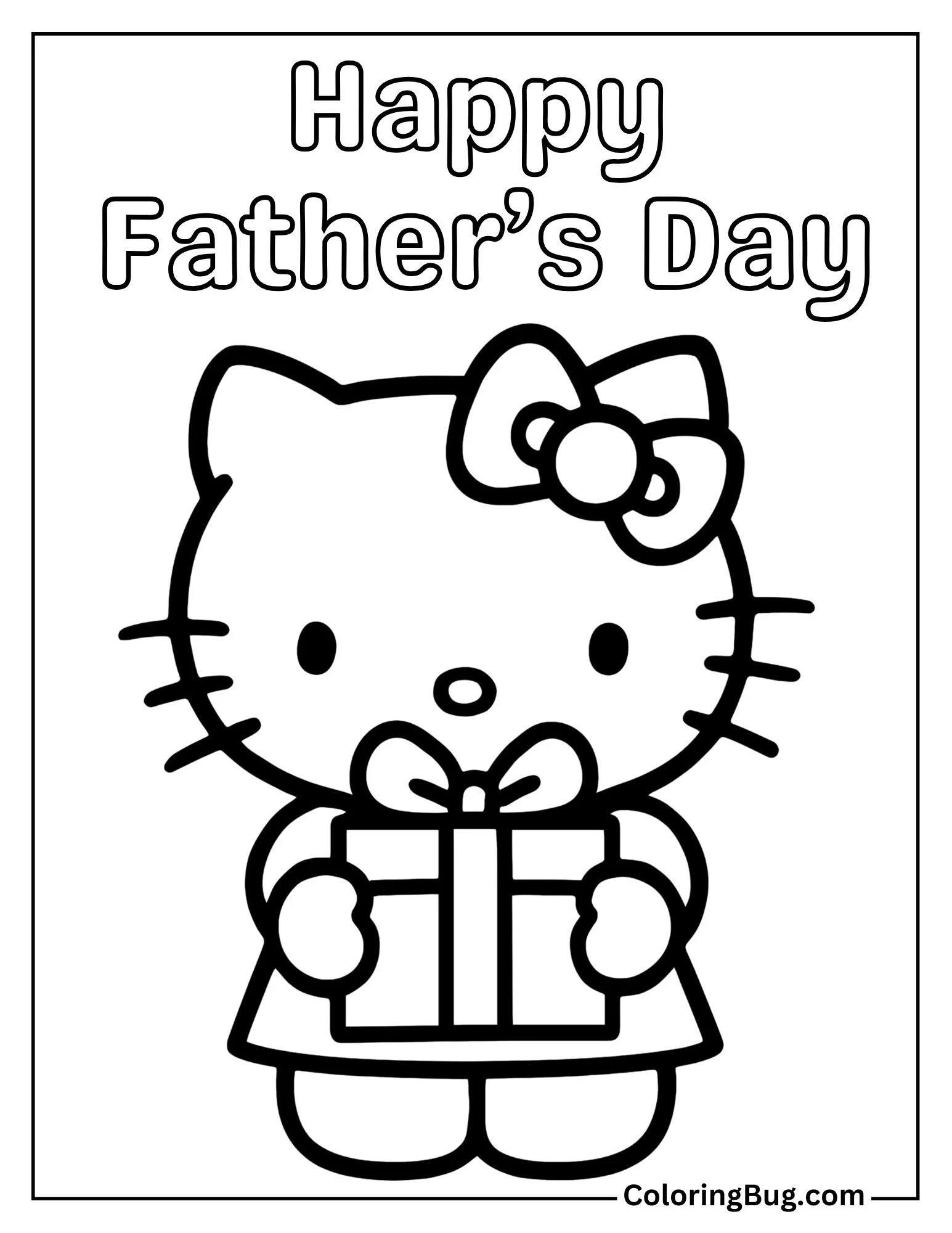 Hello Kitty Holding a Gift Coloring Sheet