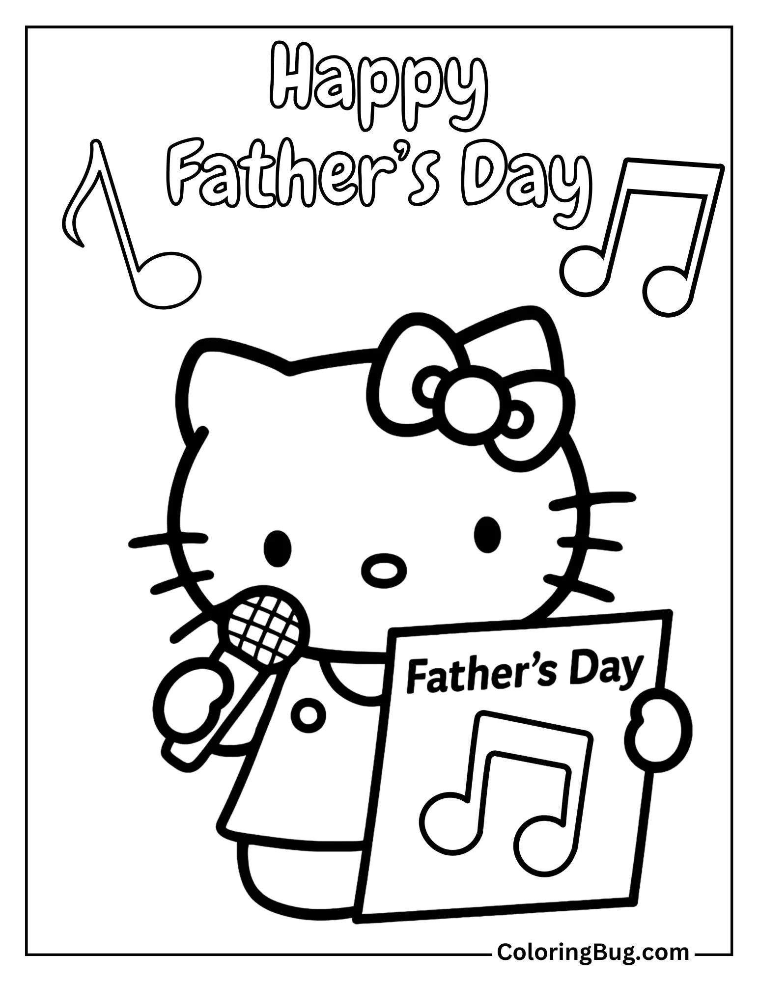 Hello Kitty Singing Father&rsquo;s Day Poem Coloring Sheet
