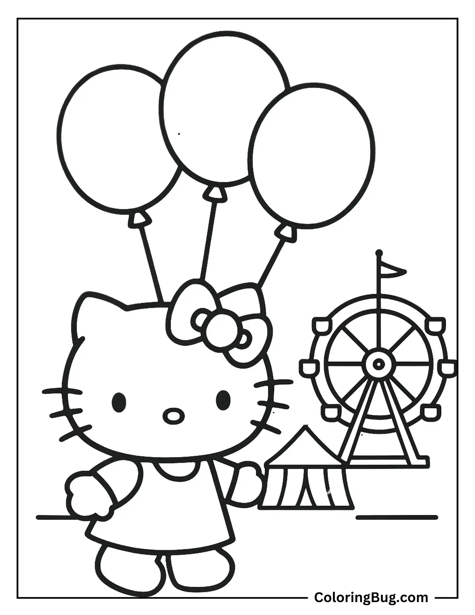 Hello Kitty at Carnival Coloring Sheet