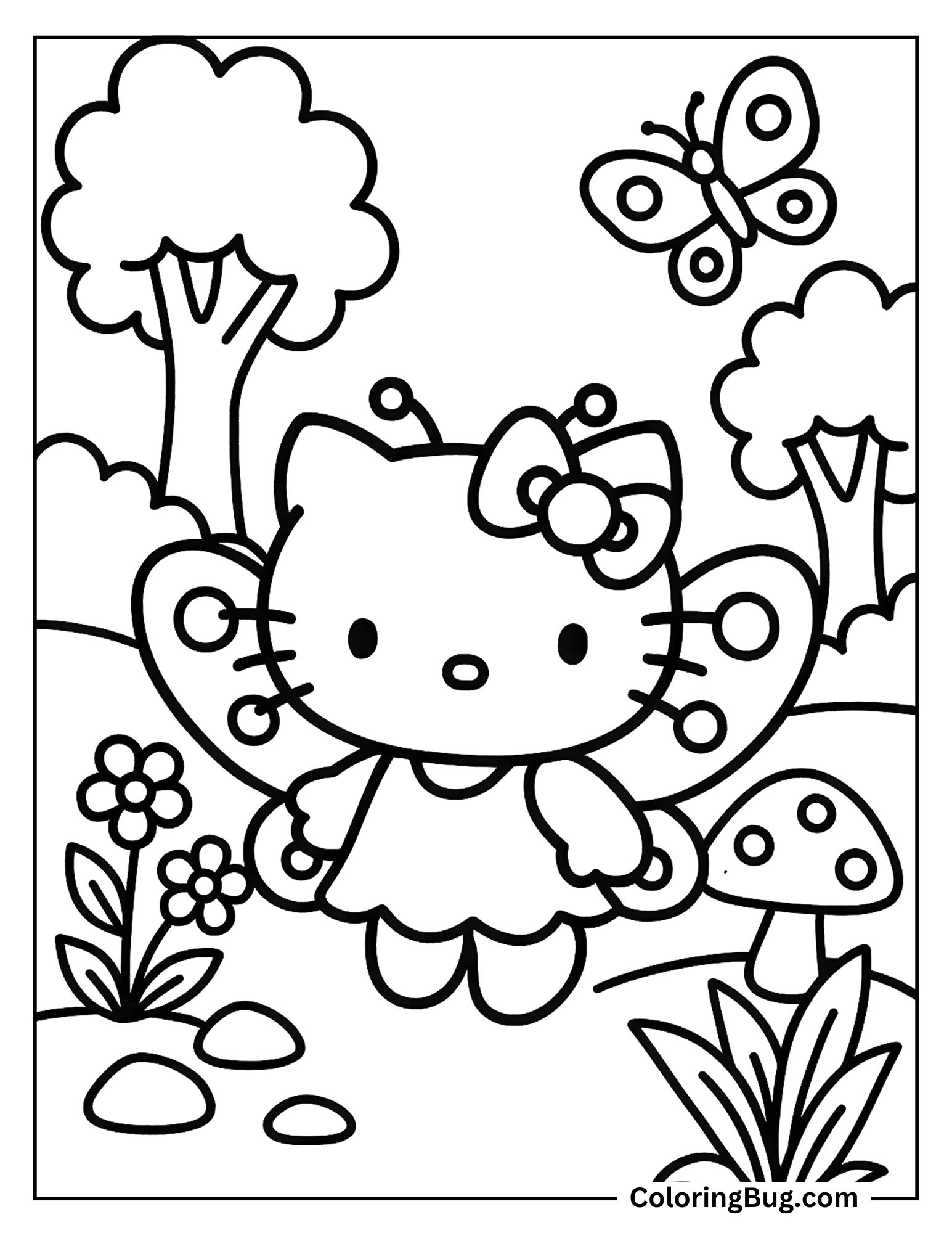 Hello Kitty in Butterfly Costume Coloring sheet