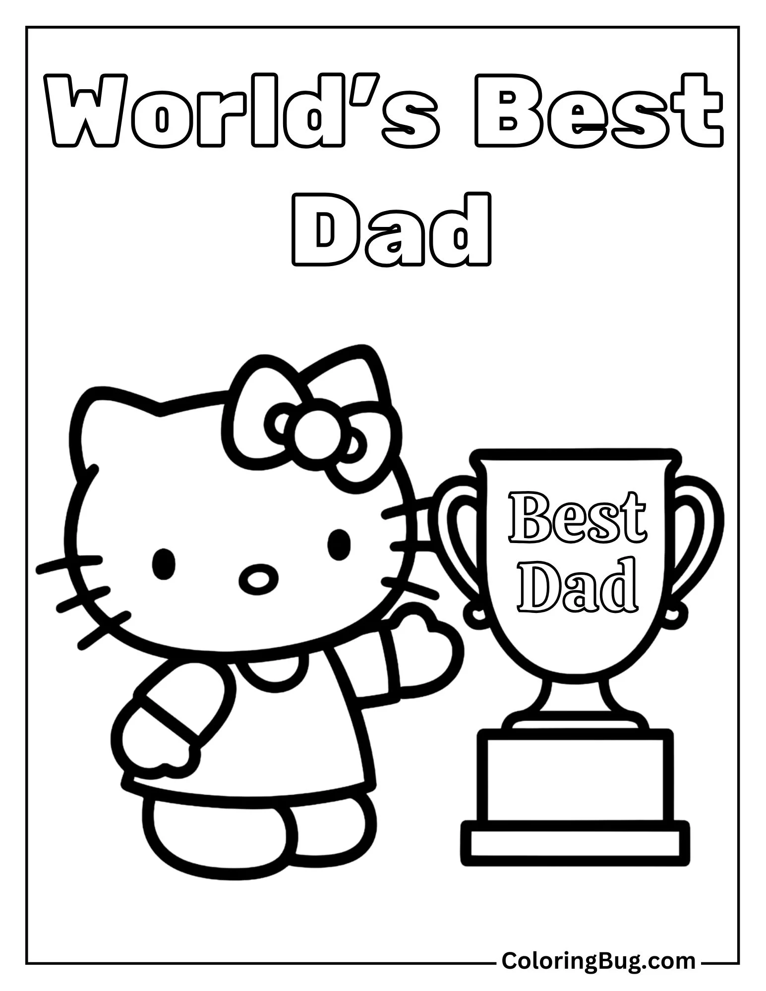 Hello Kitty with Trophy Coloring Sheet