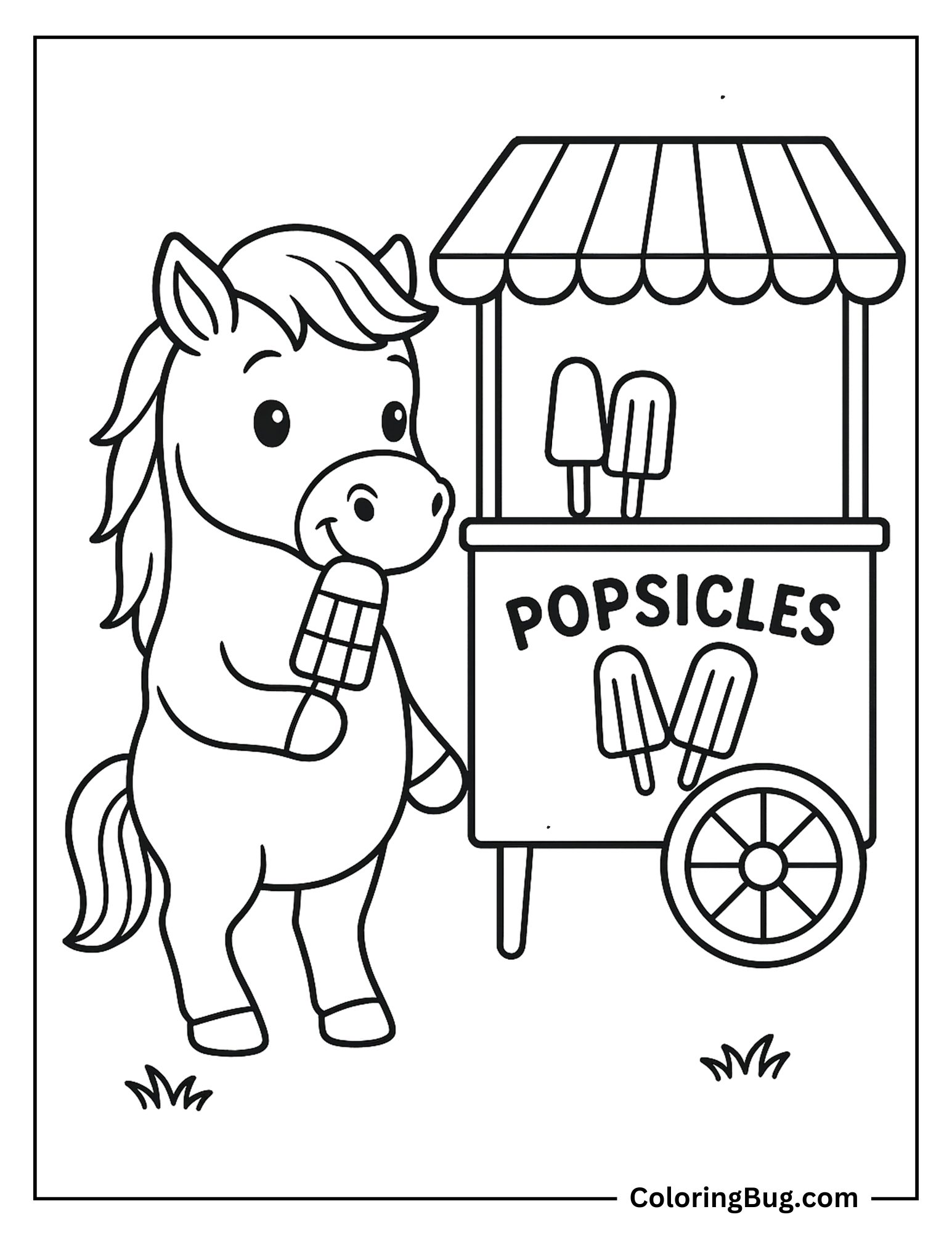 Horse Selling Popsicle Coloring sheet