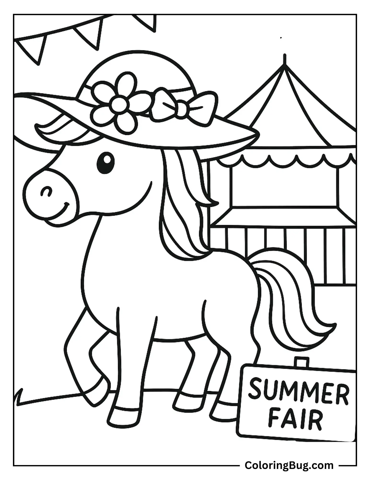 Horse on Summer Fair Coloring sheet (1)