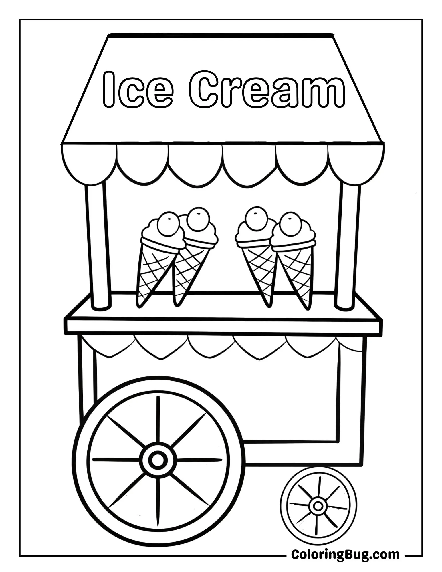 Ice Cream Cart Coloring Sheet