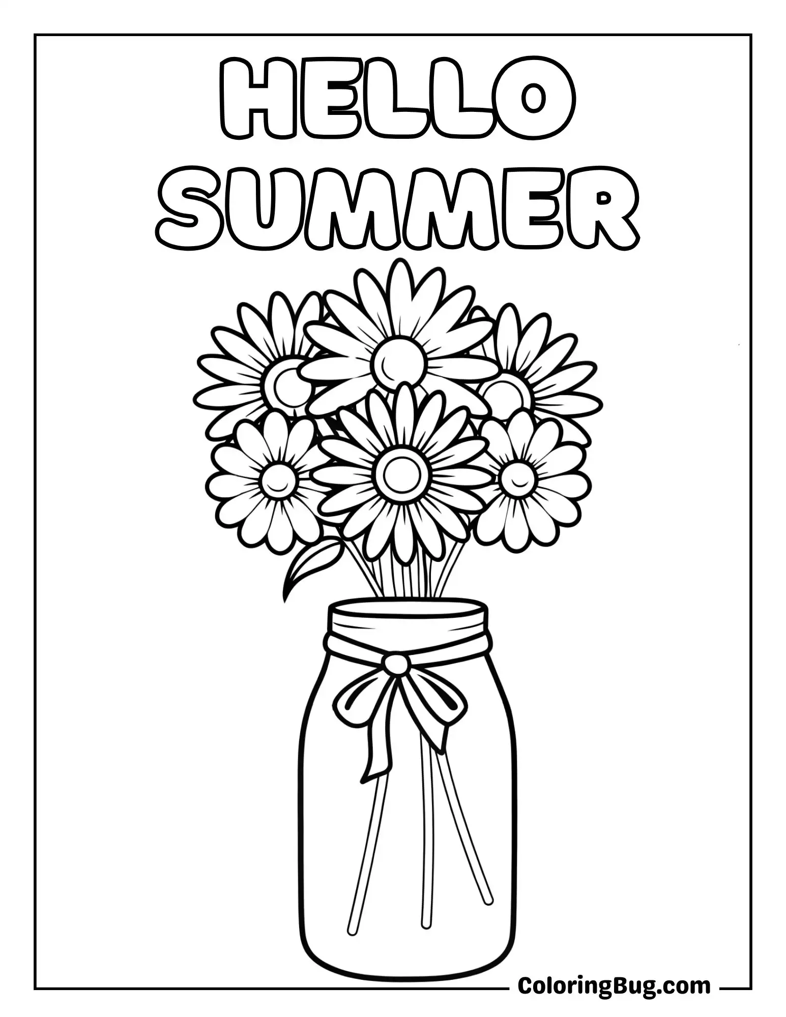 Mason Jar Bouquet Coloring Sheet