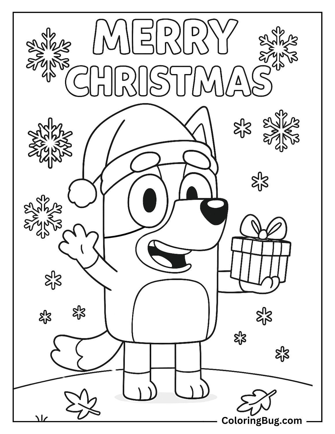40 Bluey Christmas Coloring Pages - Merry Christmas Bluey Coloring Page