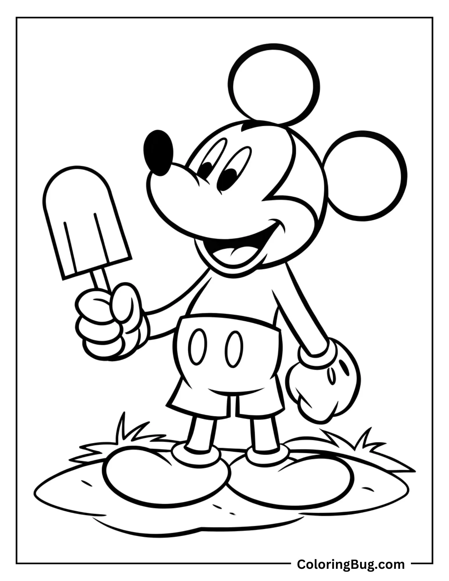 Mickey Holding Popsicle Coloring Sheet