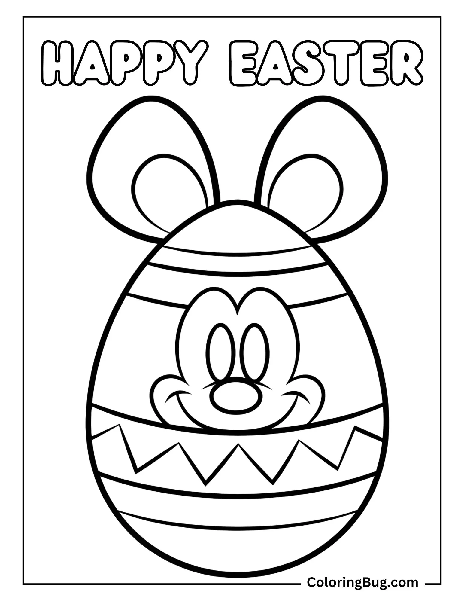 Mickey Mouse Easter Egg Coloring sheet