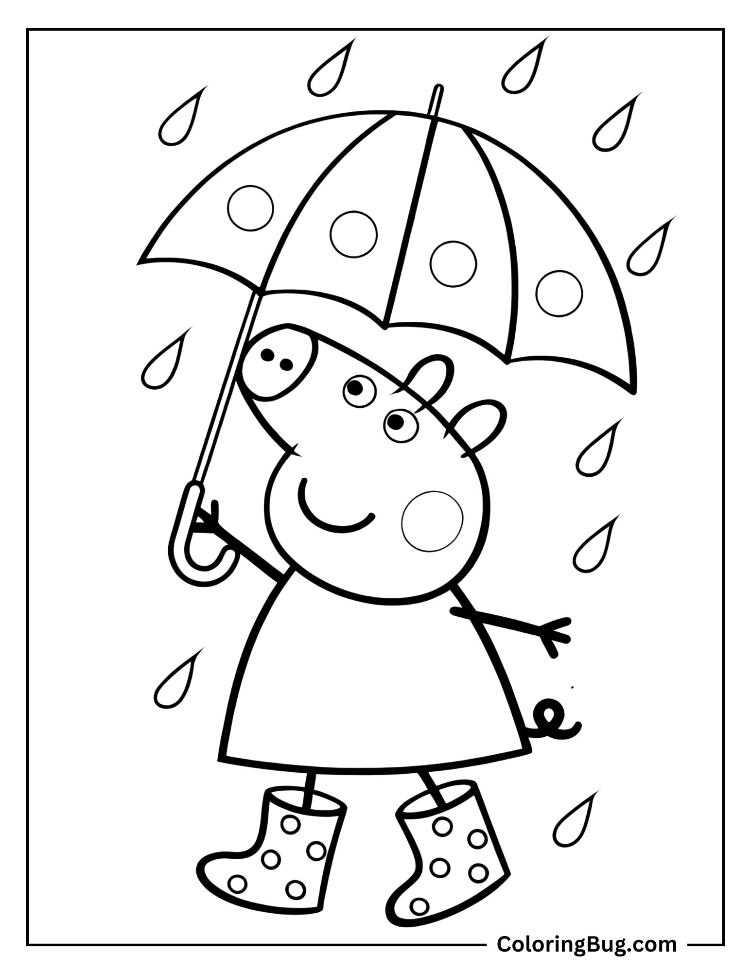 Peppa Pig Enjoying Rain Coloring sheet
