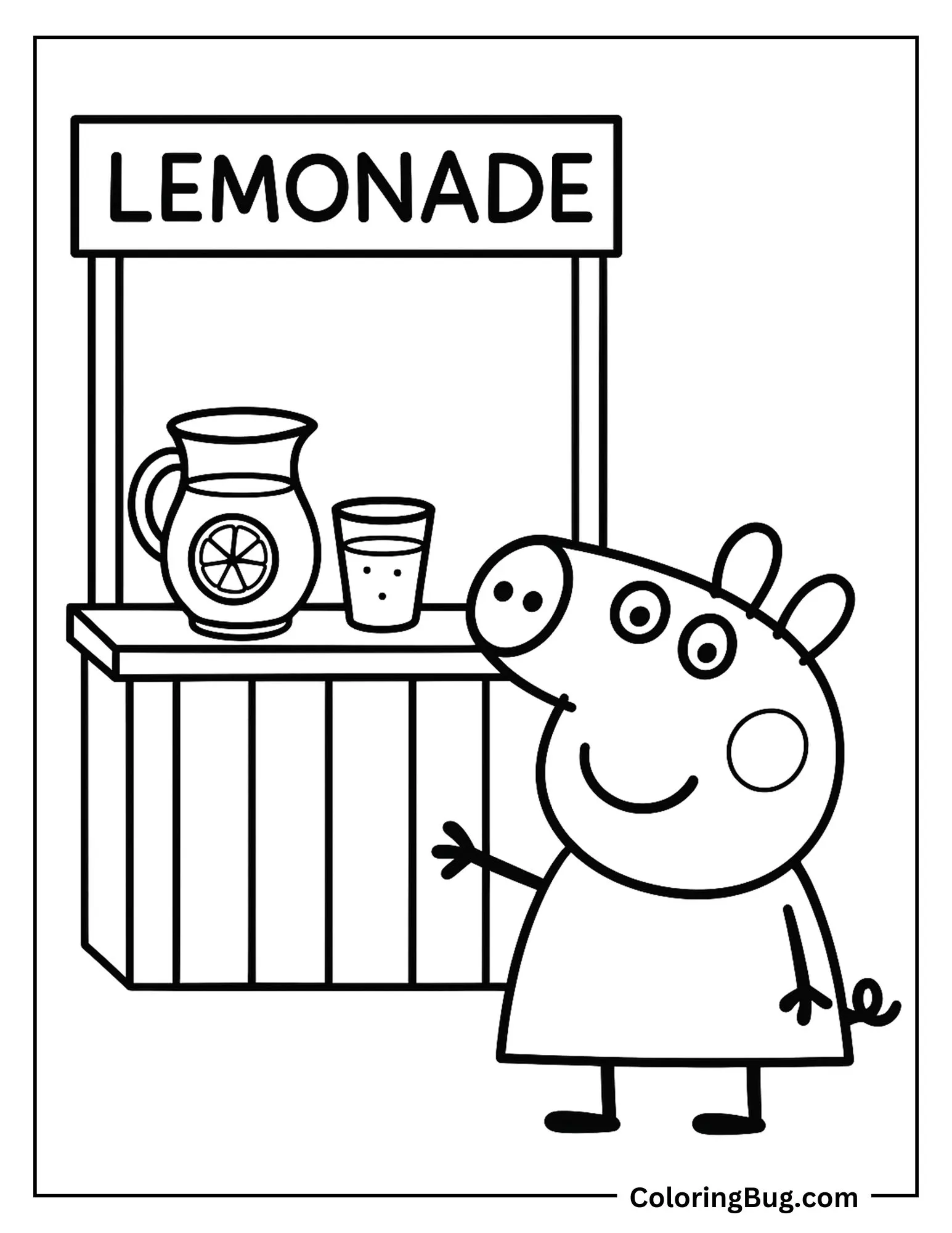 Peppa Pig Selling Lemonade Coloring Sheet